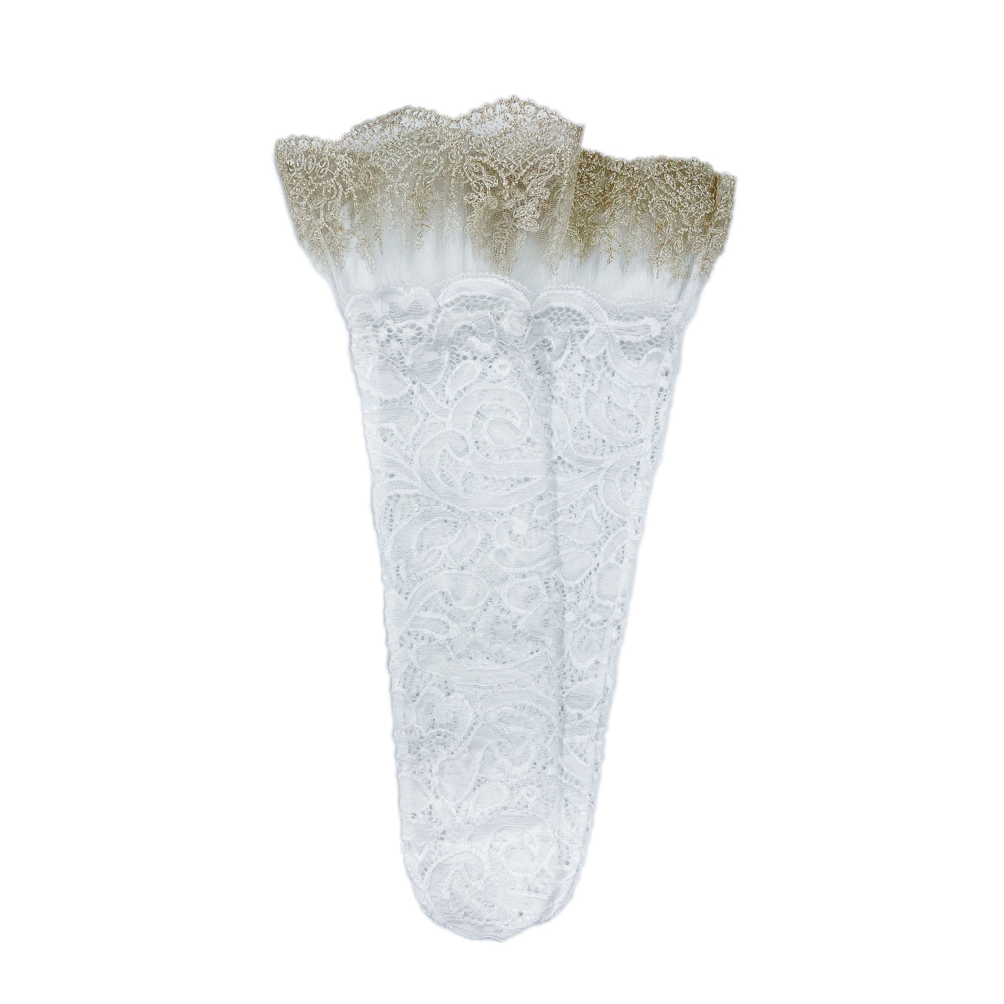 Aida Lace White and Gold Socks
