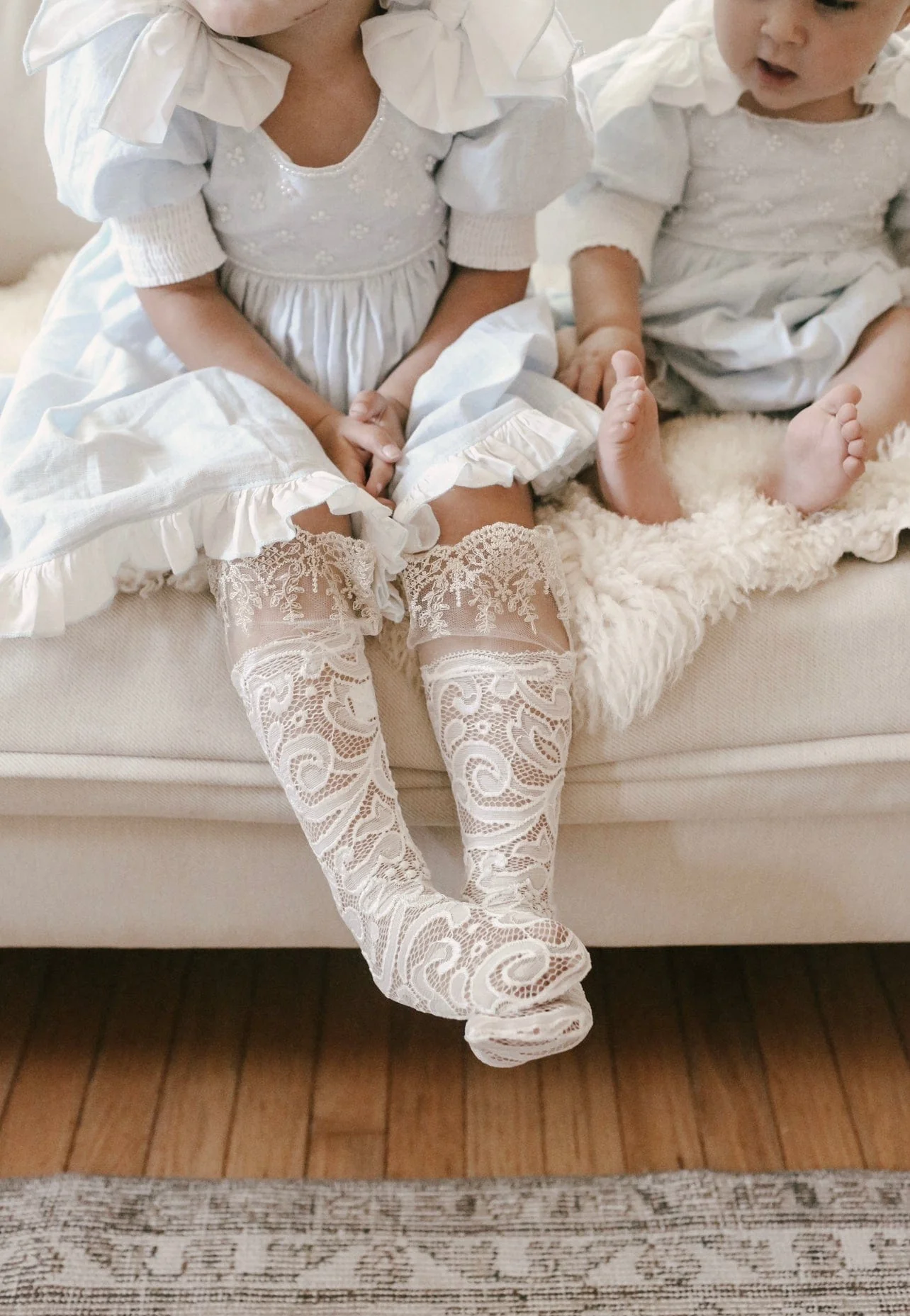 Aida Lace White and Gold Socks - Image 8