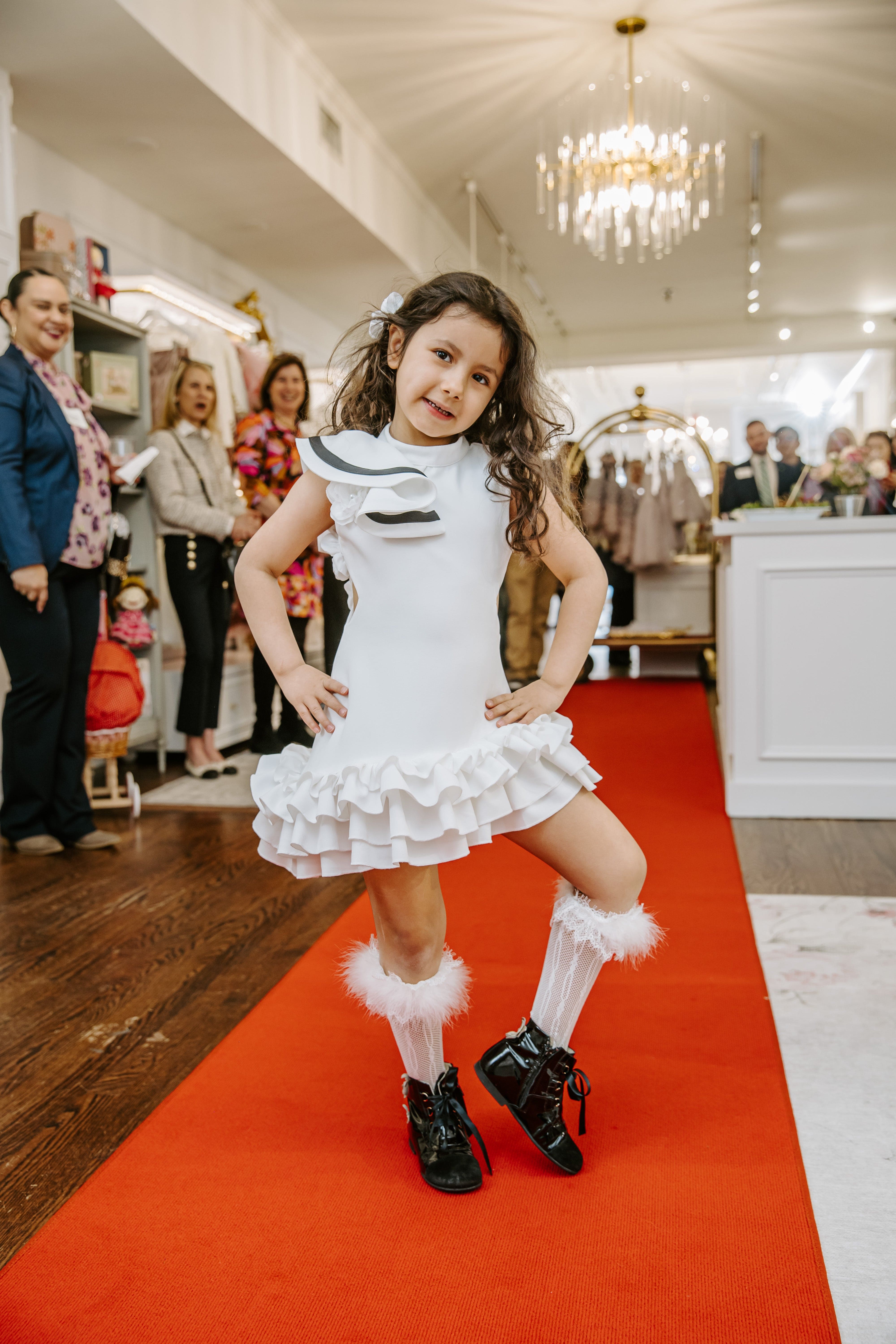 Alex White Ruffle Dress with Black Contrast Line - Image 14
