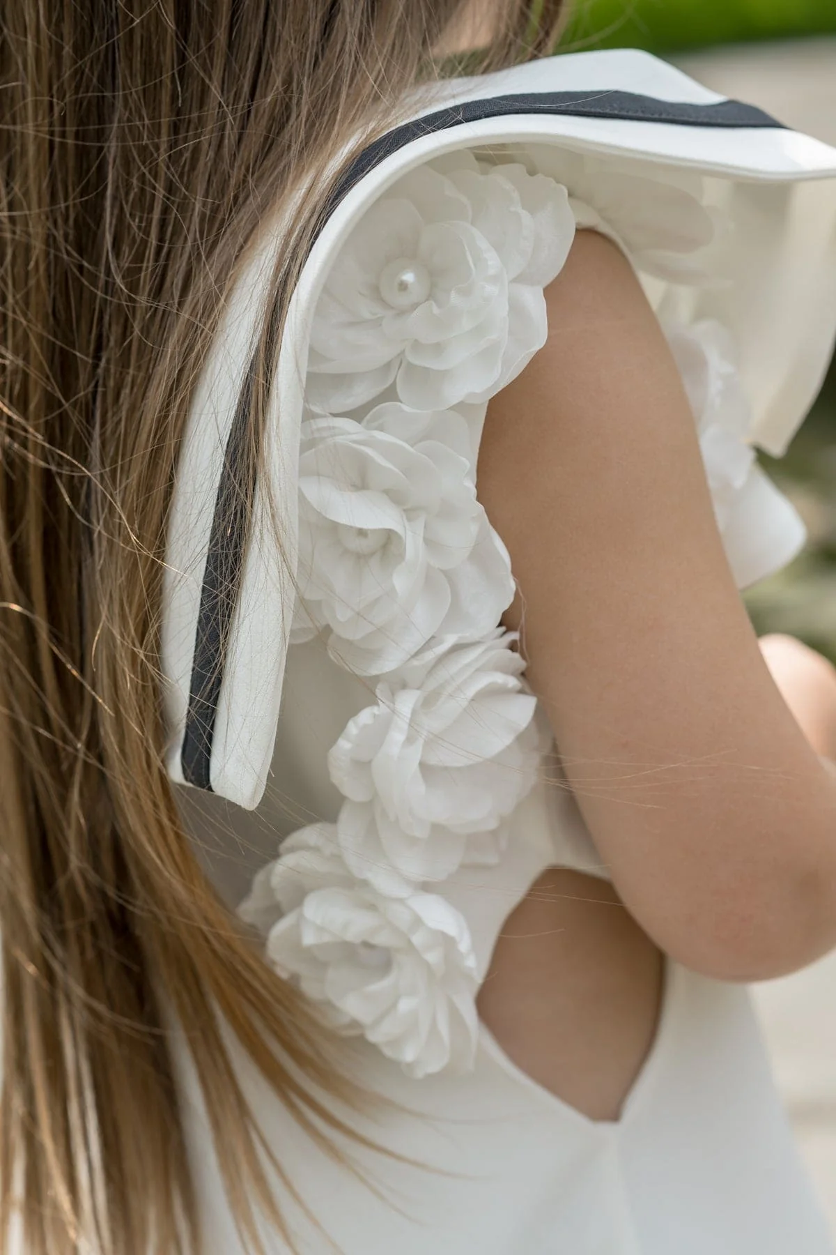 Alex White Ruffle Dress with Black Contrast Line - Image 3