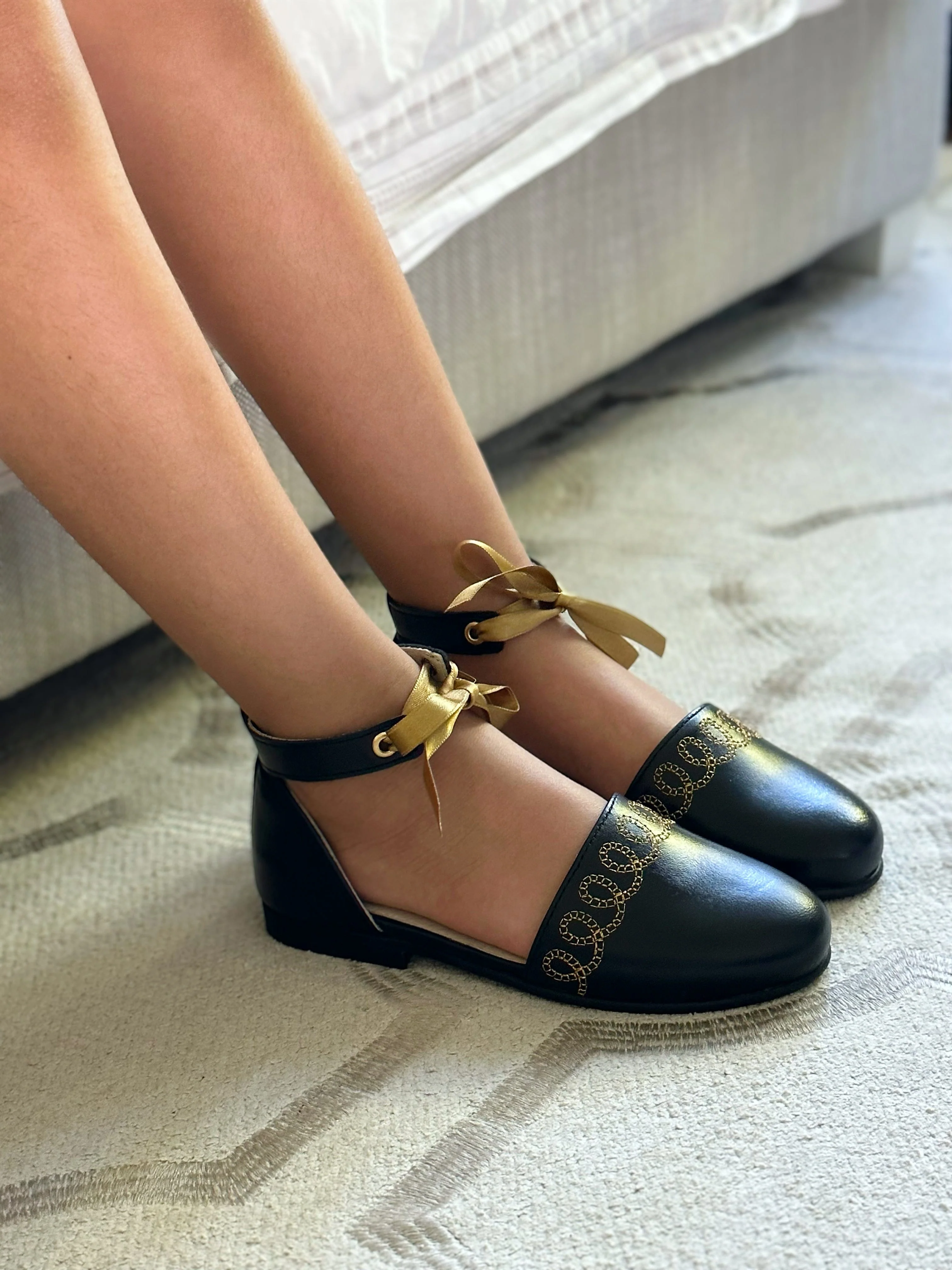 Alexis Black Leather Sandals - Image 11