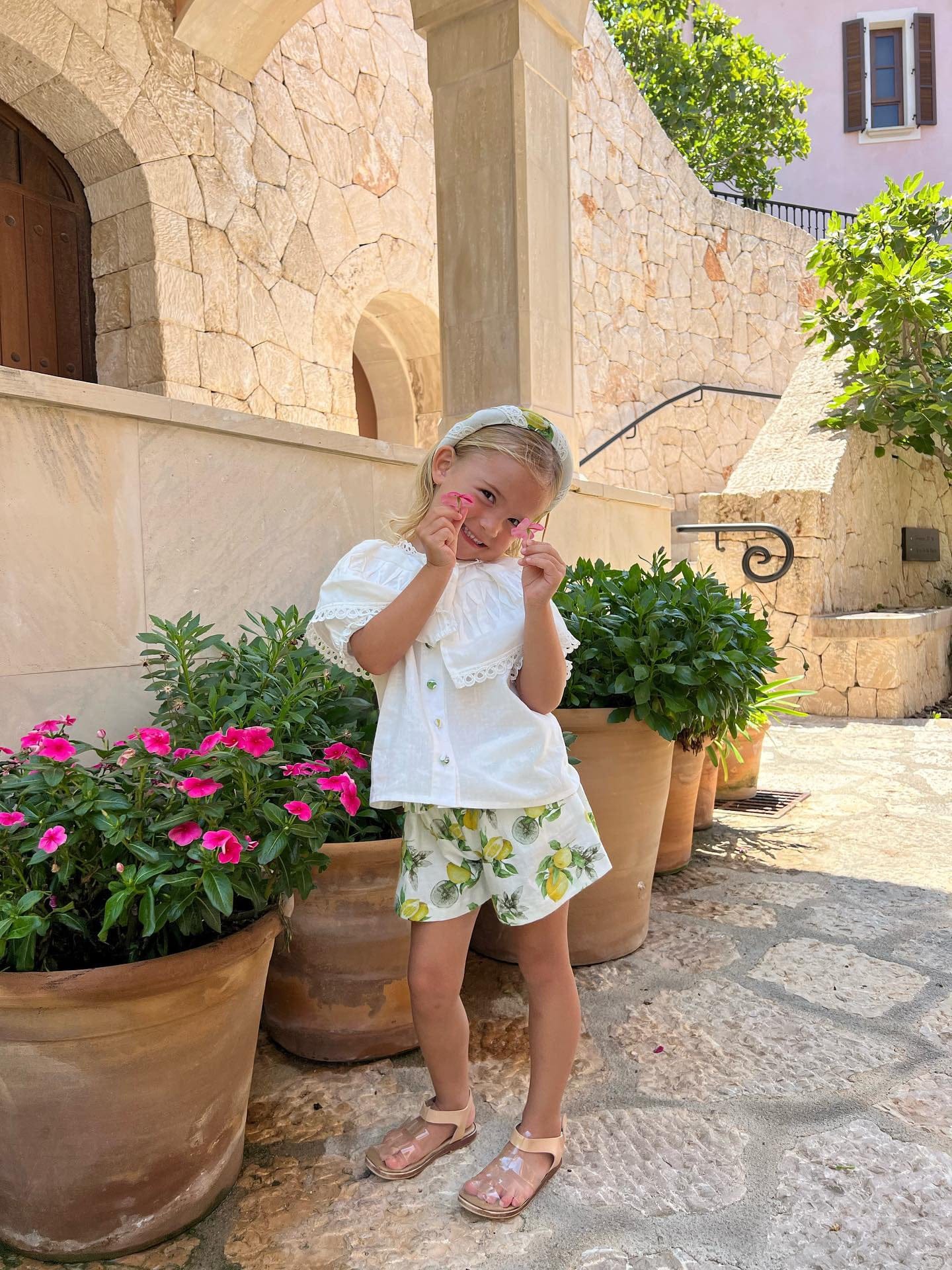 Amalfi Lemon Print Linen Blouse and Shorts Set - Image 10