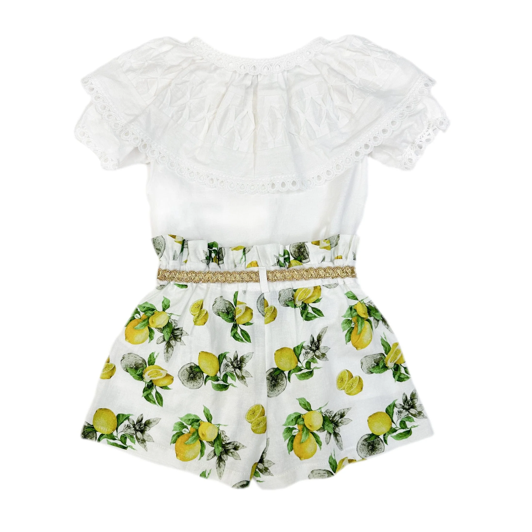 Amalfi Lemon Print Linen Blouse and Shorts Set - Image 2