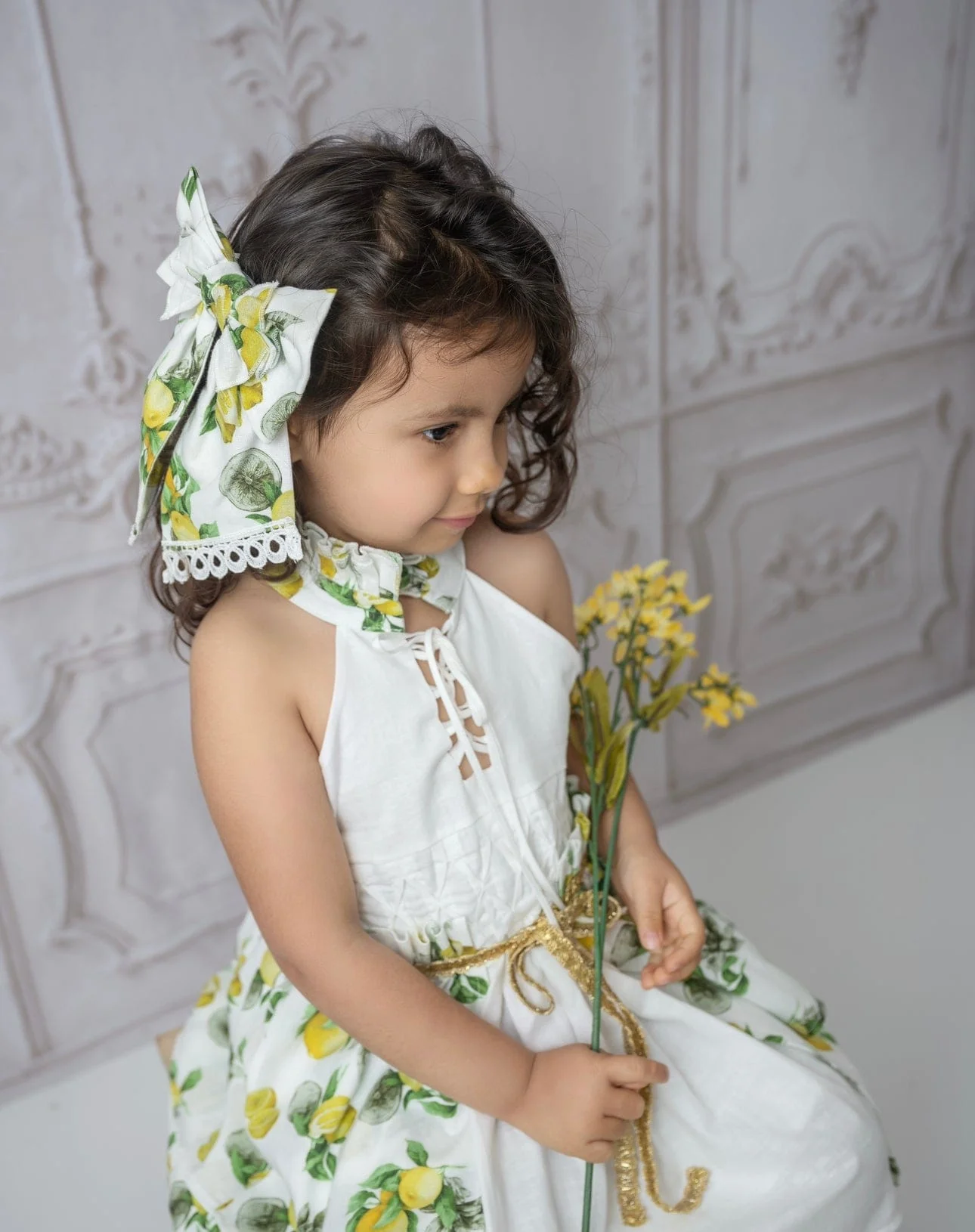 Amalfi Lemon Hair Bow - Image 2