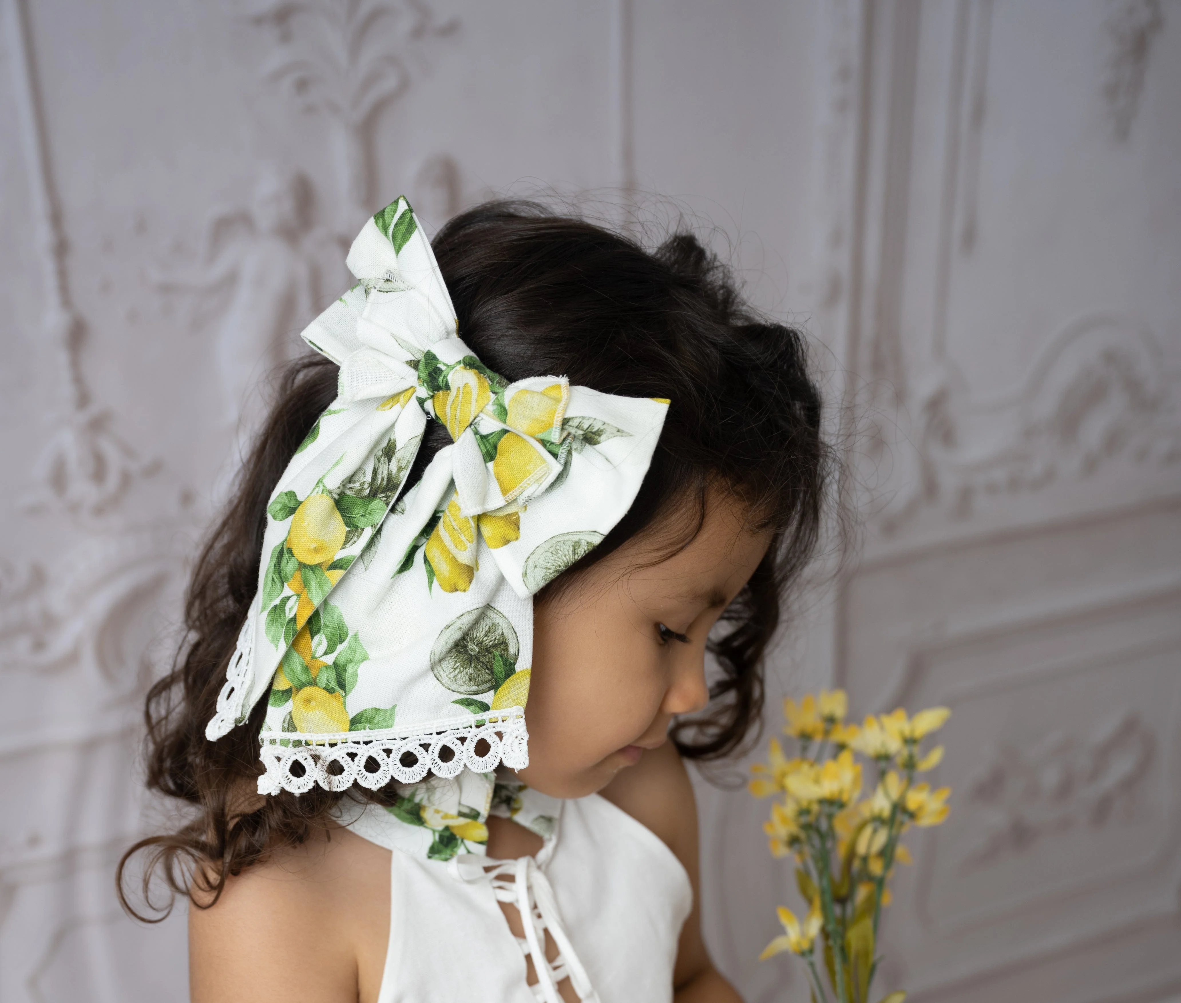 Amalfi Lemon Hair Bow - Image 3