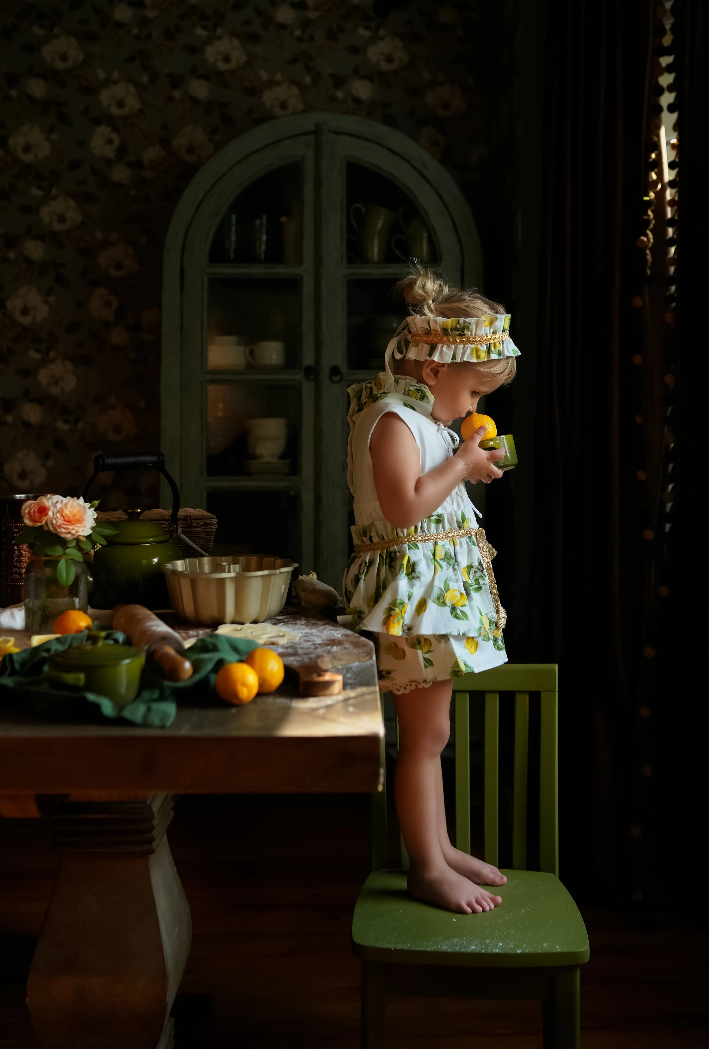 Amalfi Lemon Print Linen Hair Sash - Image 6