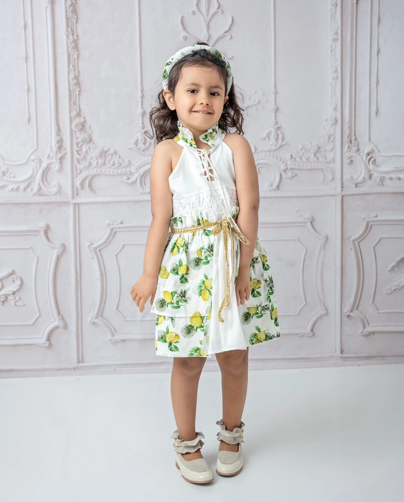 Amalfi Lemon Print Linen Fabric Headband - Image 2