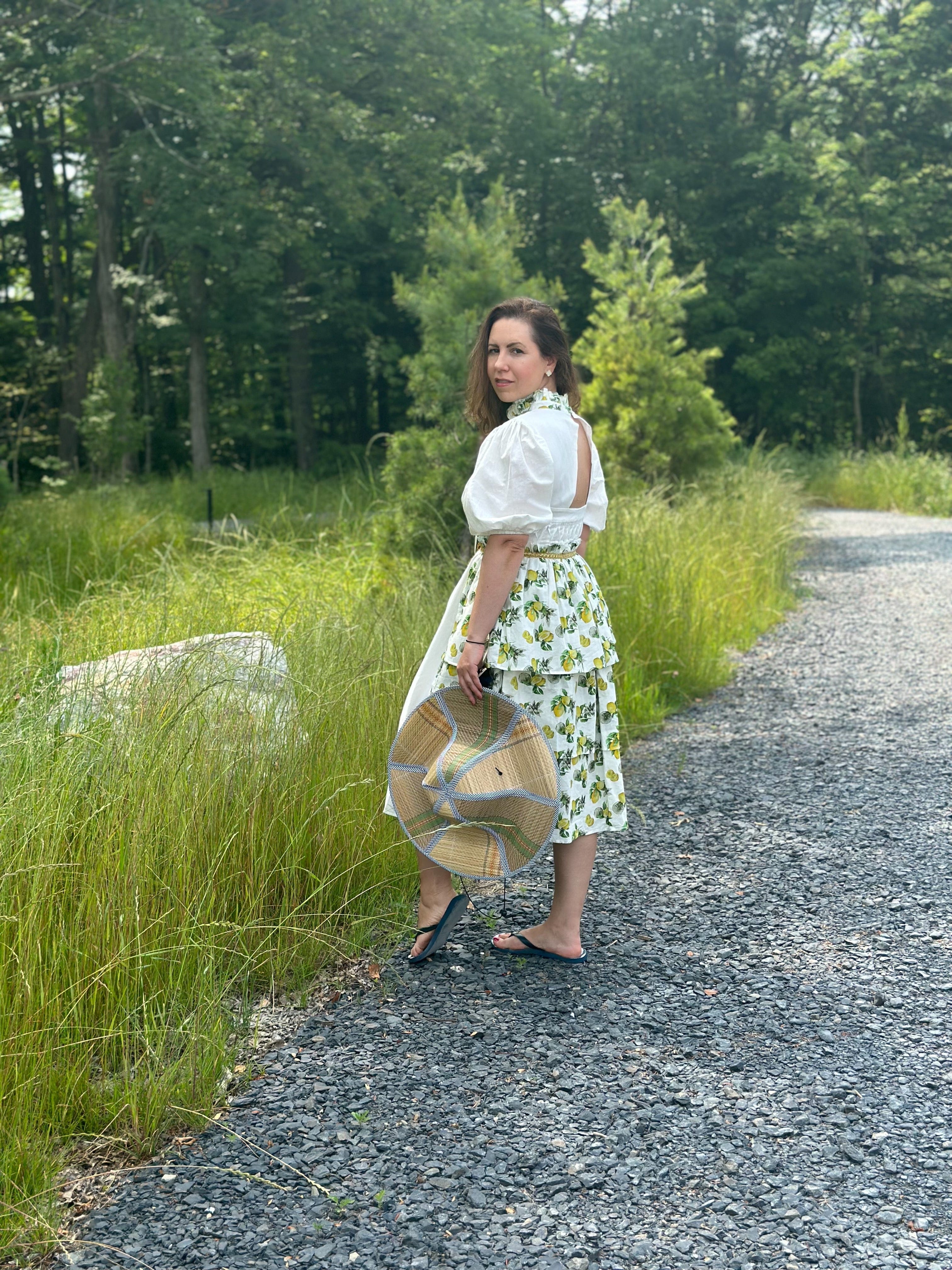 Amalfi Lemon Print Linen Mom Dress - Image 10