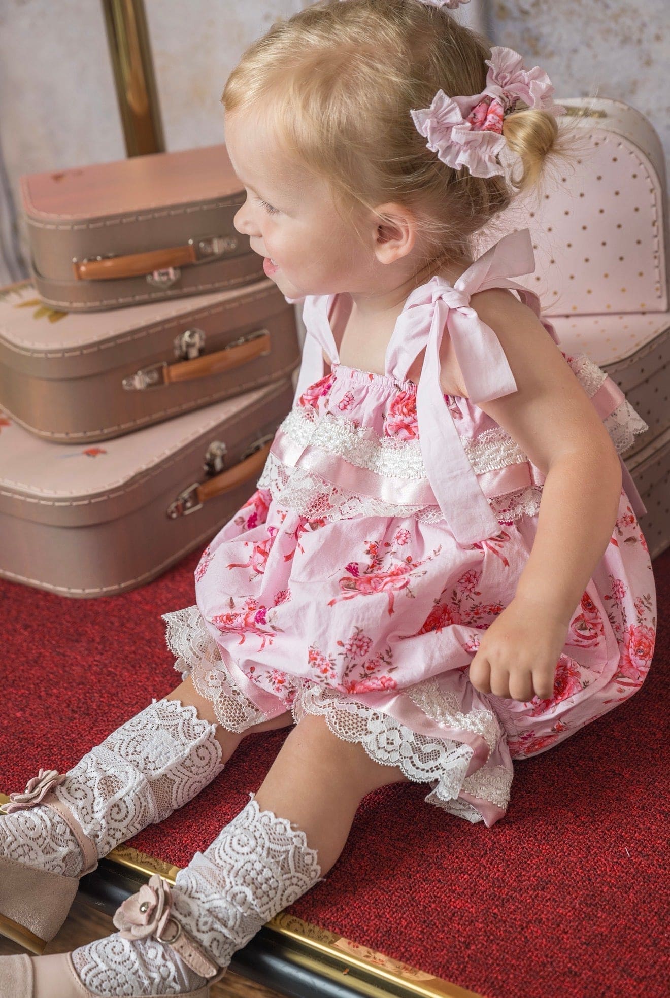 Amelia Pink Flower Print Romper - Image 7
