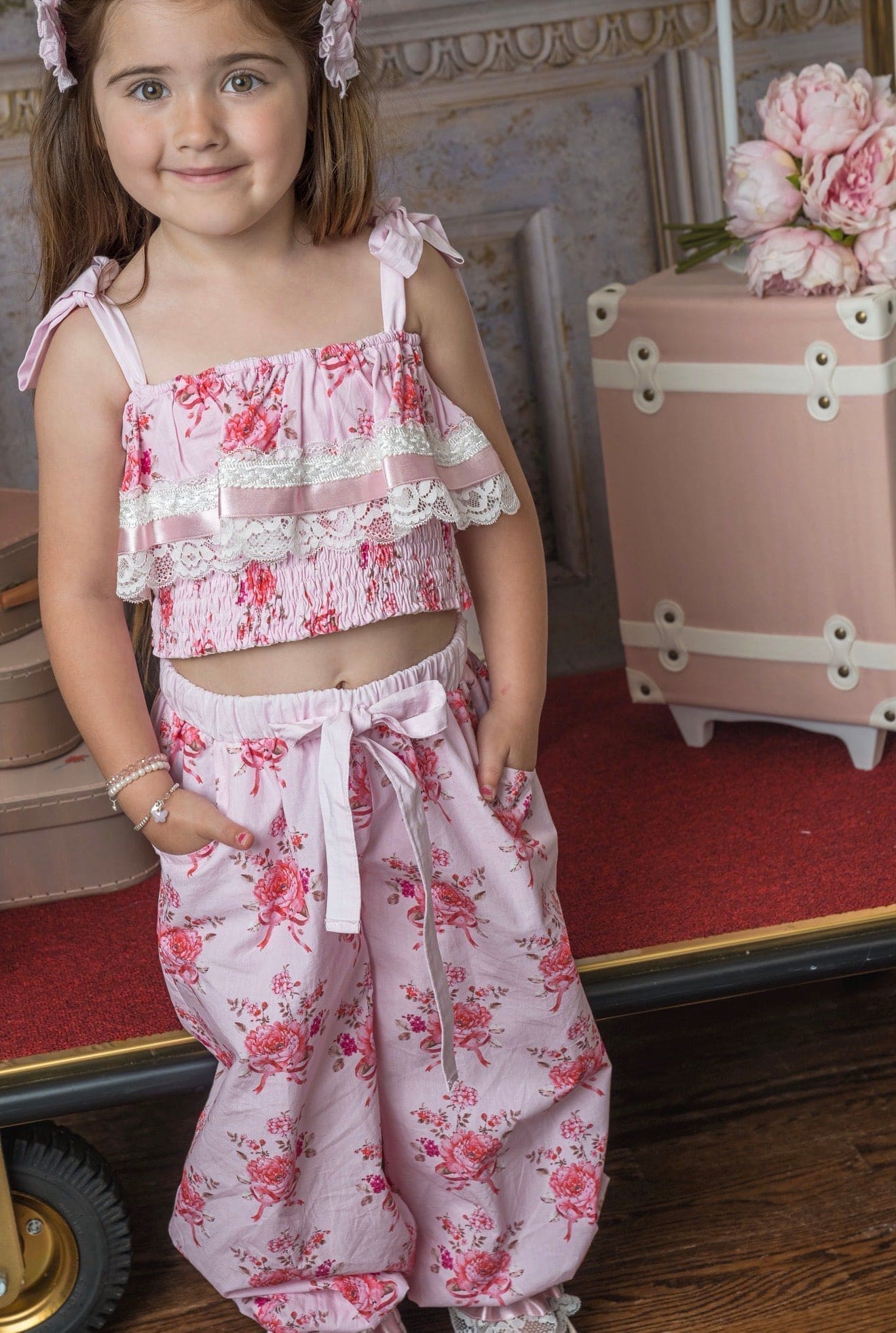 Amelia Pink Flower Print Pants - Image 4