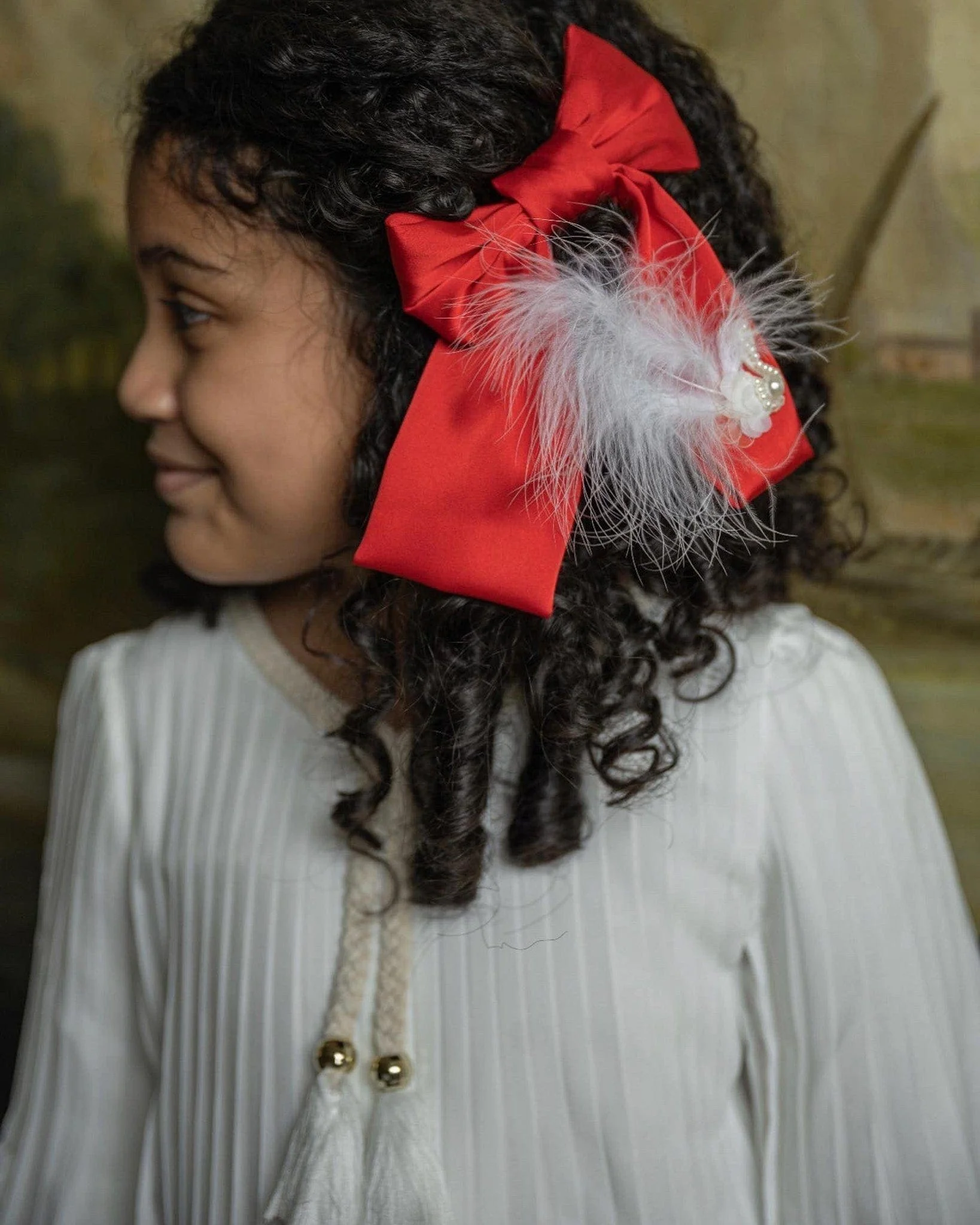 Anise Satin Embroidered Hair Bows - Image 5