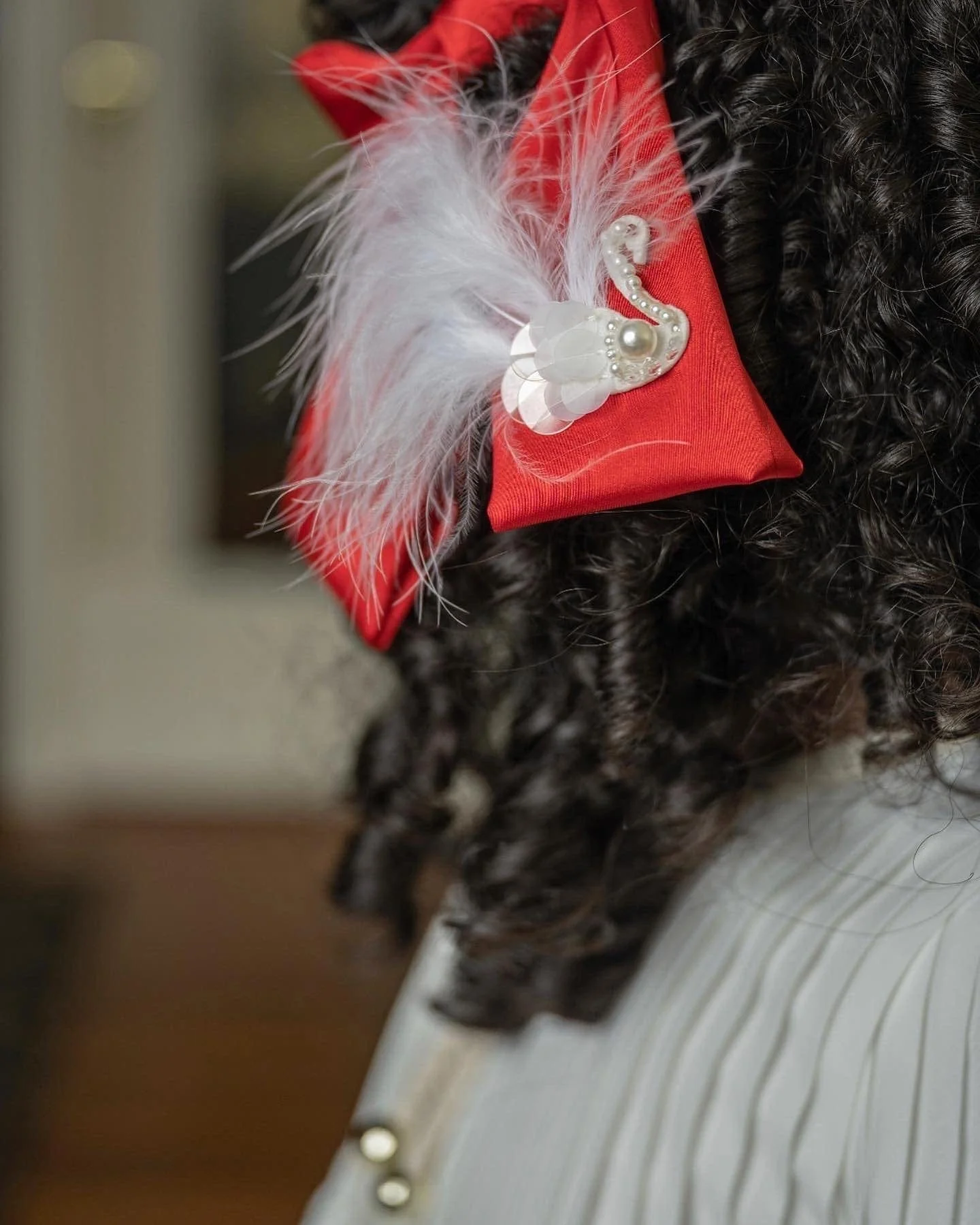 Anise Satin Embroidered Hair Bows - Image 8