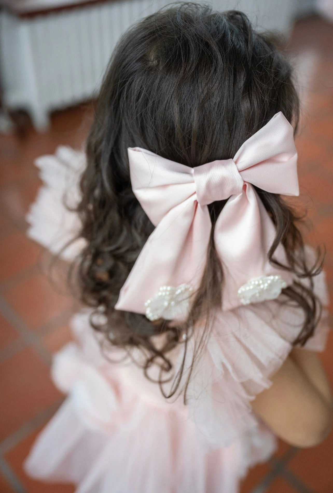 Anise Satin Embroidered Hair Bows - Image 9