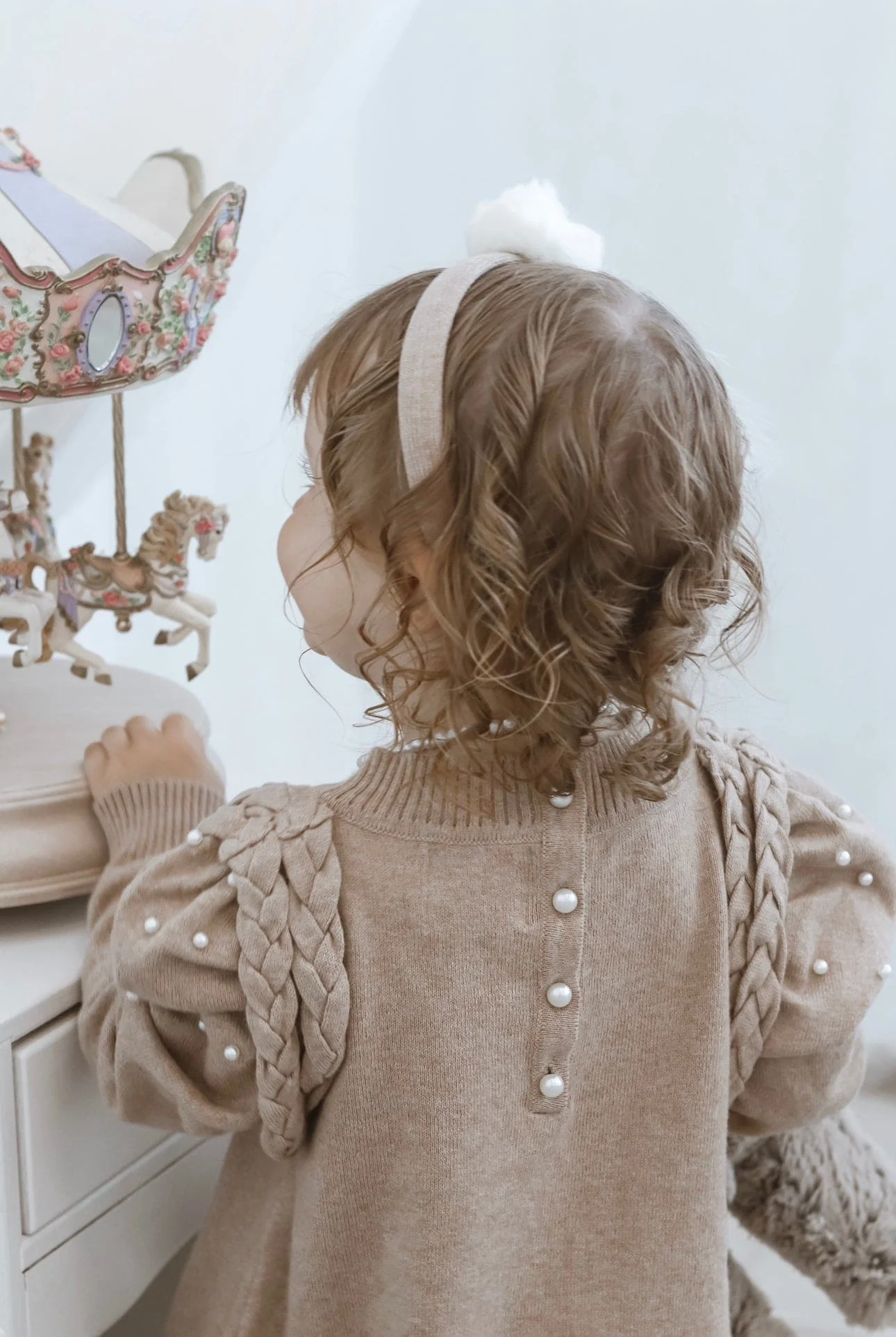 Anna Beige Knit Dress with Feathered Hem - Image 9
