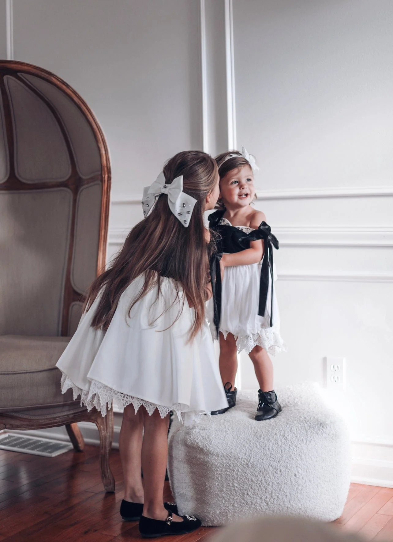 Audrey Black Velour Top and White Tulle Romper - Image 7