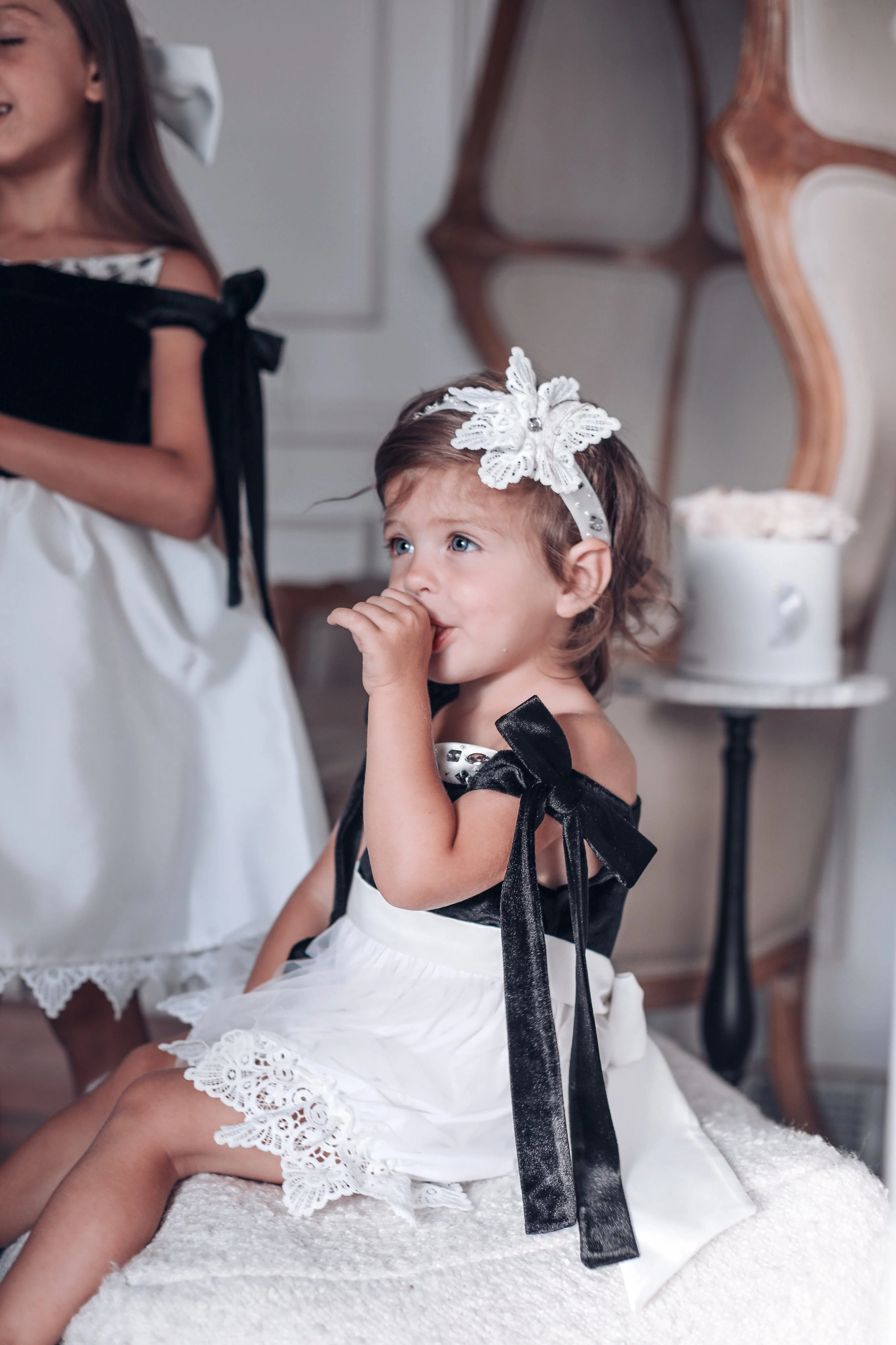 Audrey Black Velour Top and White Tulle Romper - Image 9