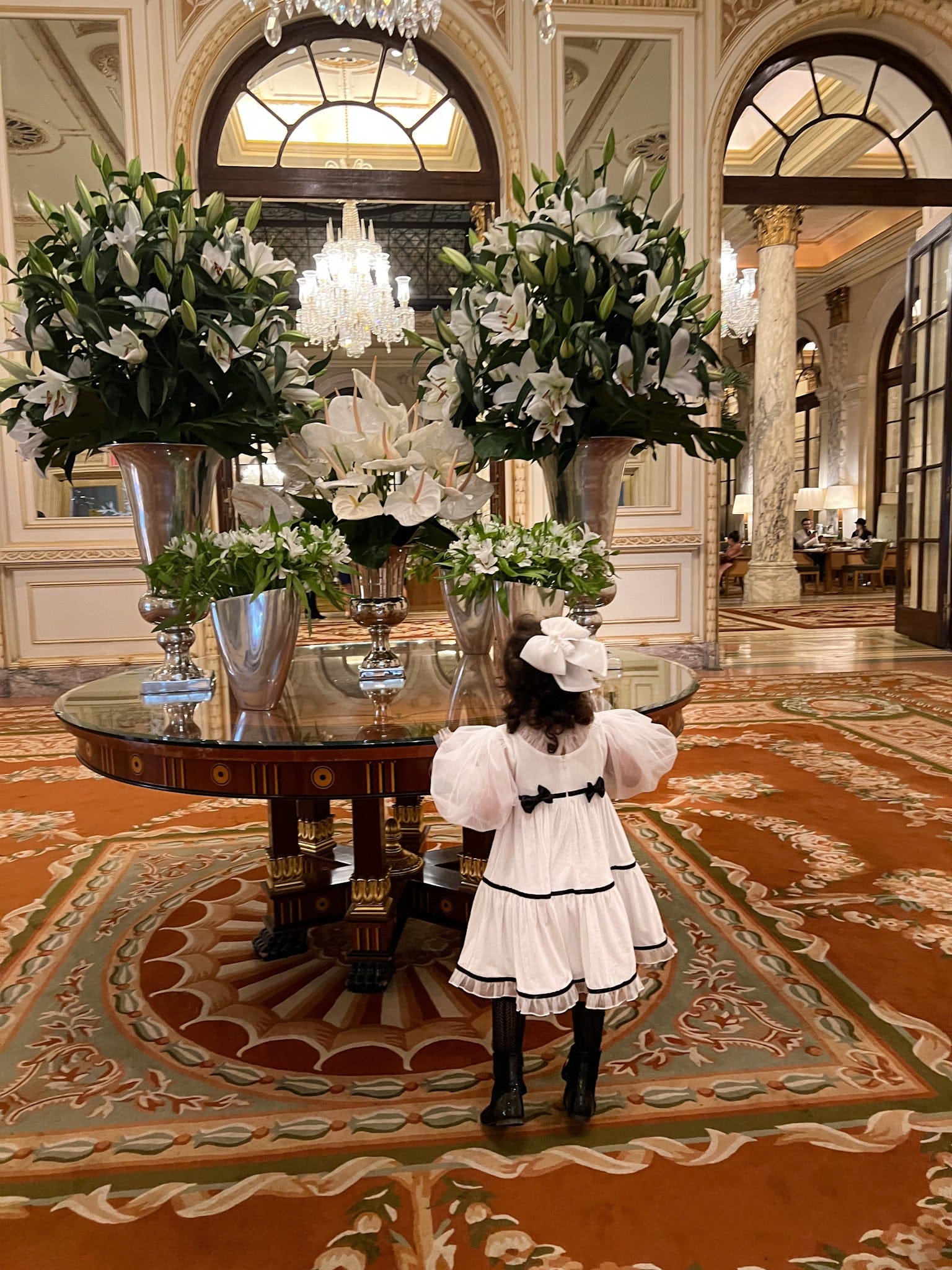 Aurora Ivory Velour Dress with Tulle Puff Sleeves - Image 13