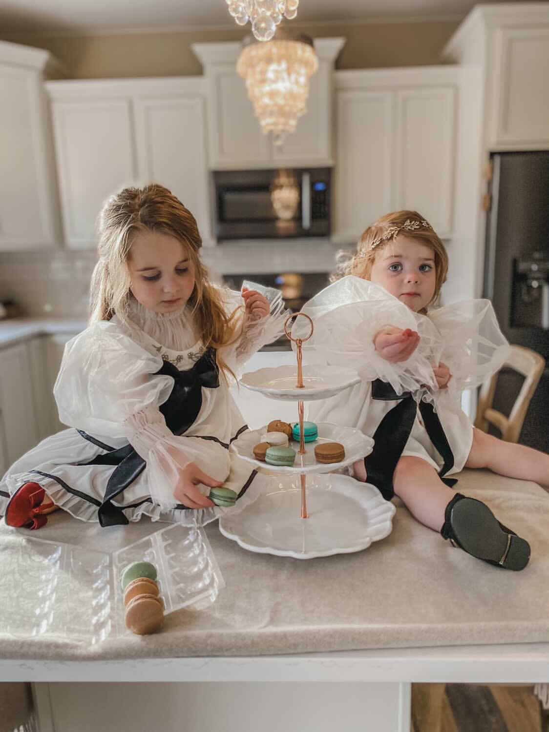 Aurora Ivory Velour Romper with Tulle Puff Sleeves - Image 11