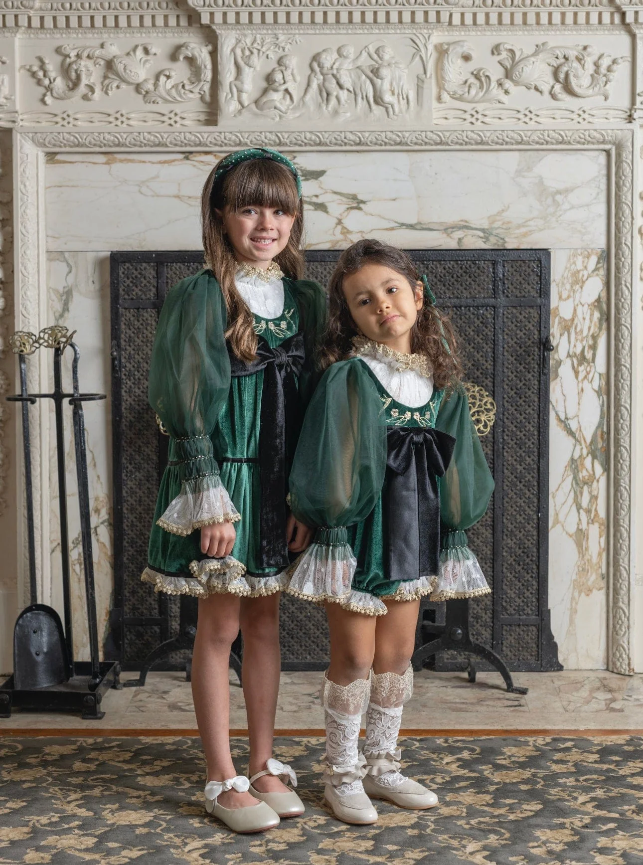 Aurora Royal Green Velour Dress - Image 2