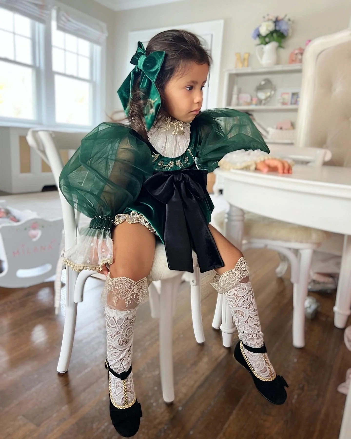 Aurora Royal Green Velour Romper - Image 12