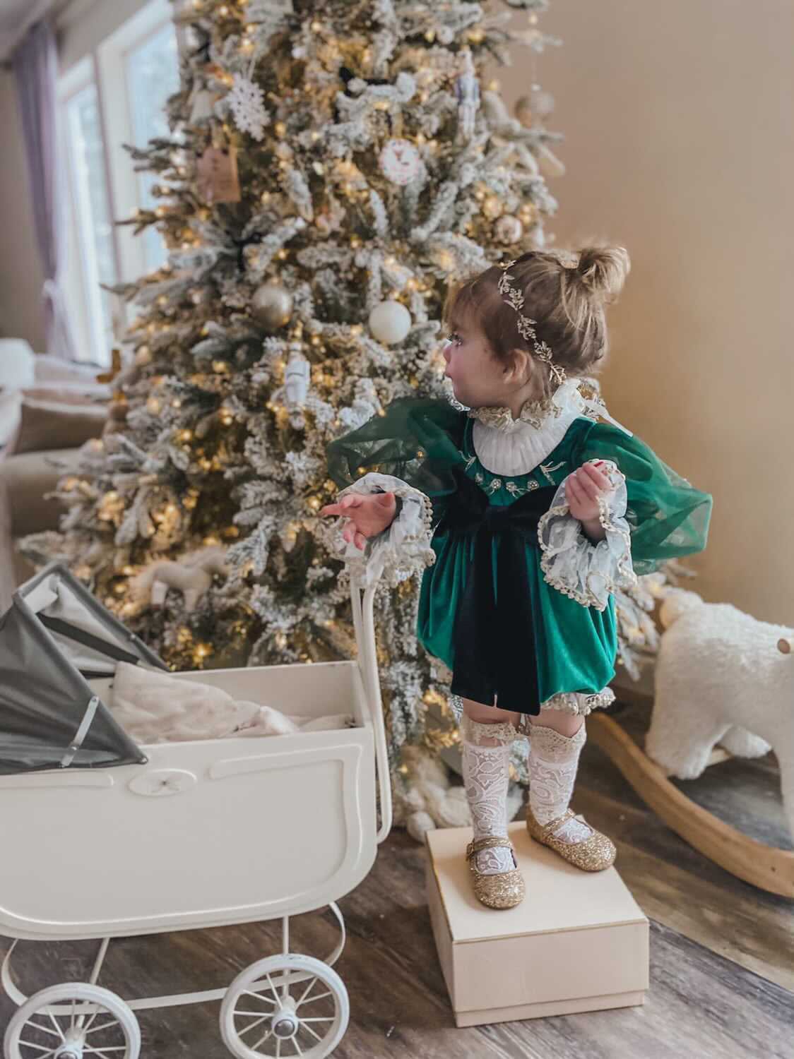 Aurora Royal Green Velour Romper - Image 14