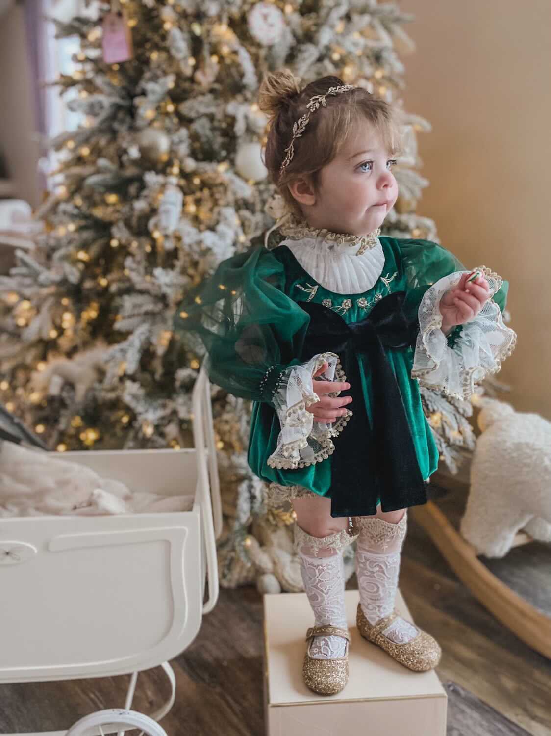 Aurora Royal Green Velour Romper - Image 20