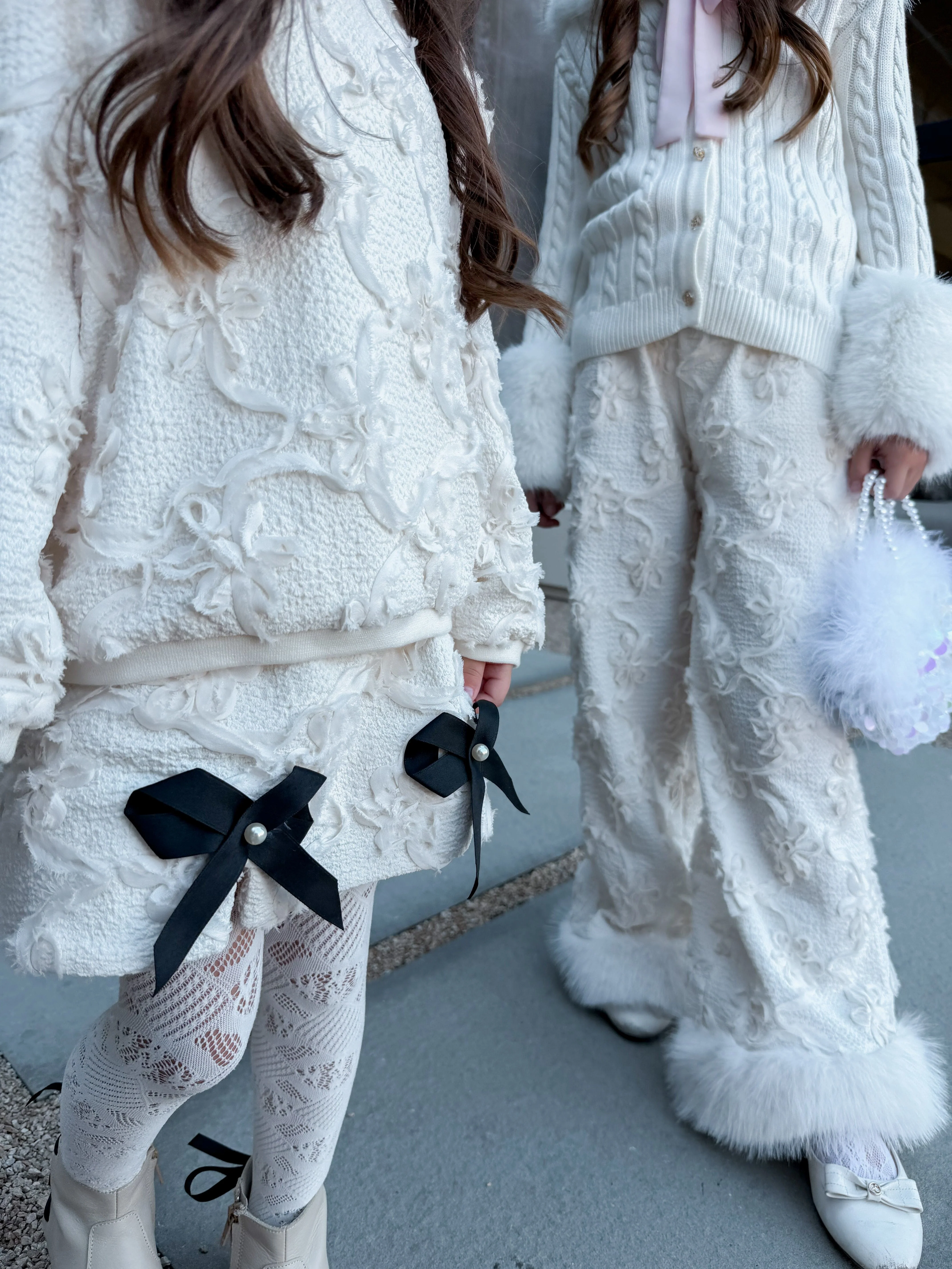 Ava Ivory Flower Bow Skirt - Image 10
