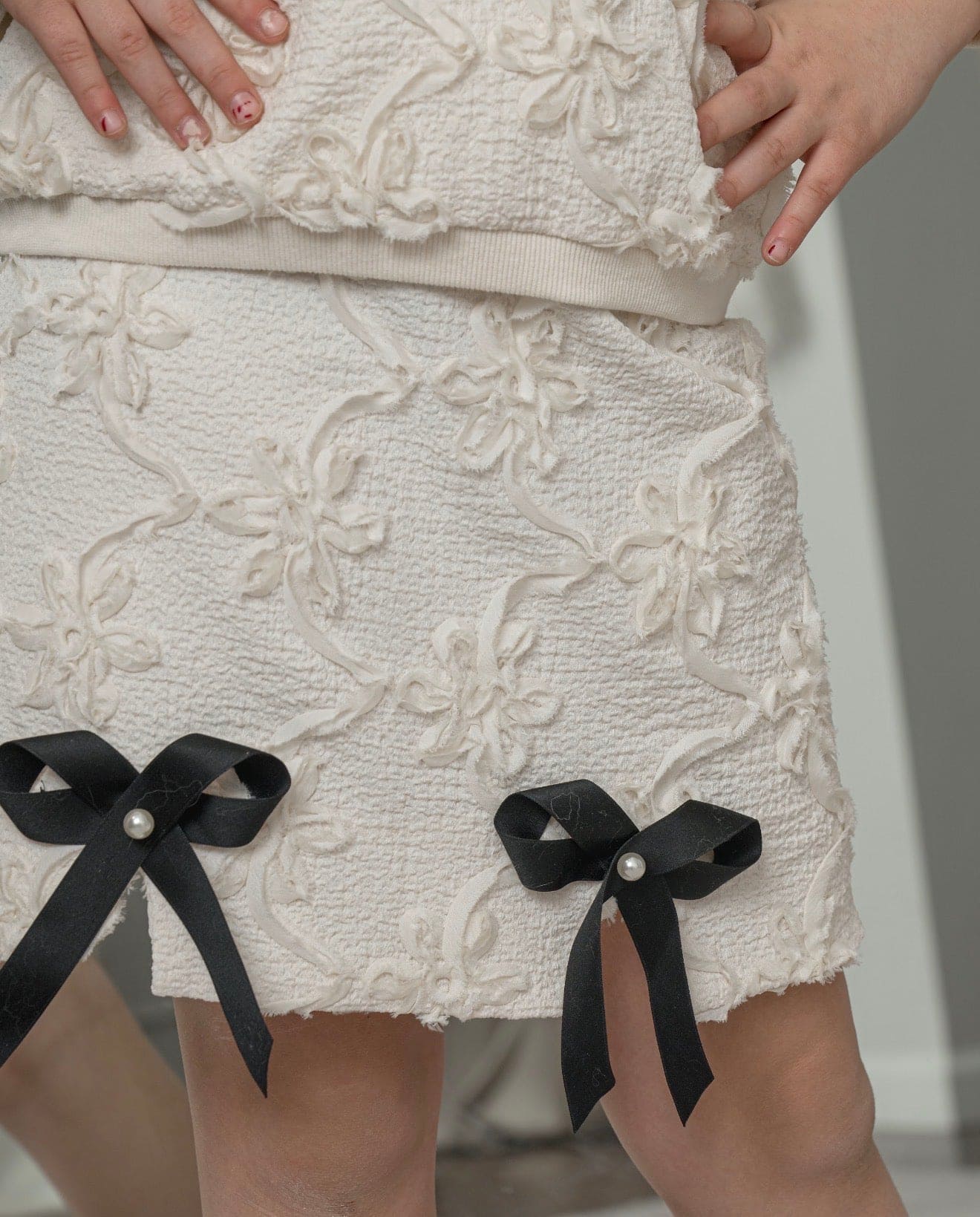 Ava Ivory Flower Bow Skirt - Image 3