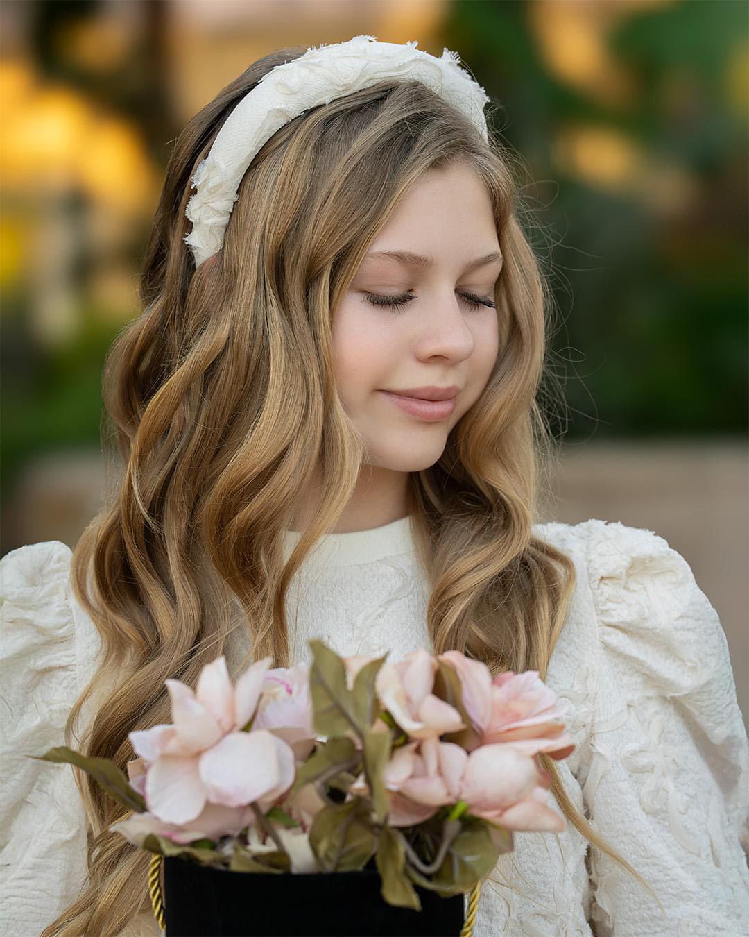 Ava Ivory Flower Headband - Image 2