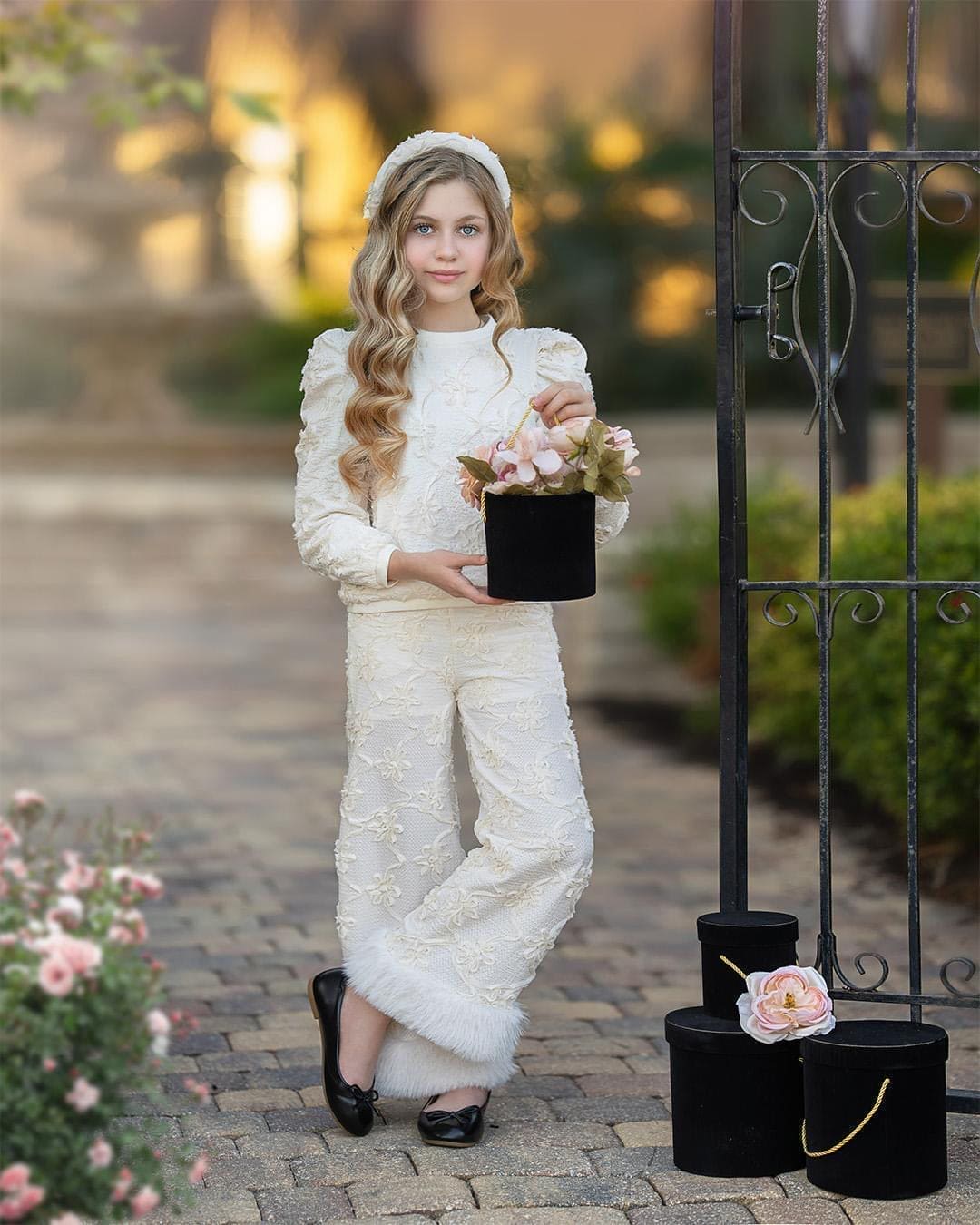 Ava Ivory Flower Wide Leg Pants - Image 2