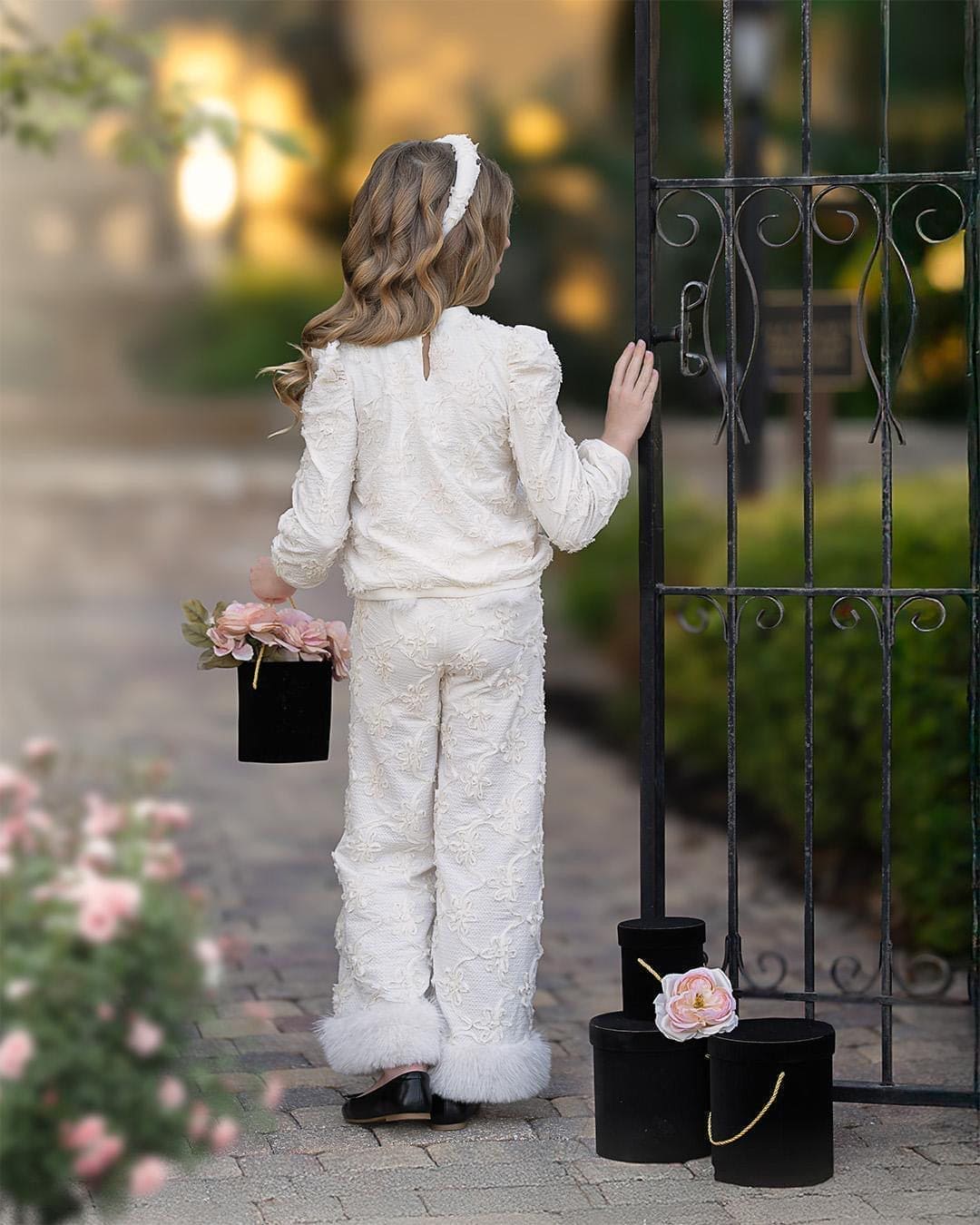 Ava Ivory Flower Wide Leg Pants - Image 3
