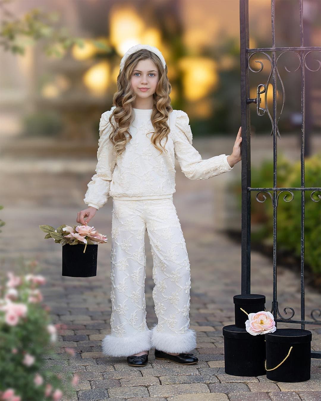 Ava Ivory Flower Wide Leg Pants - Image 4