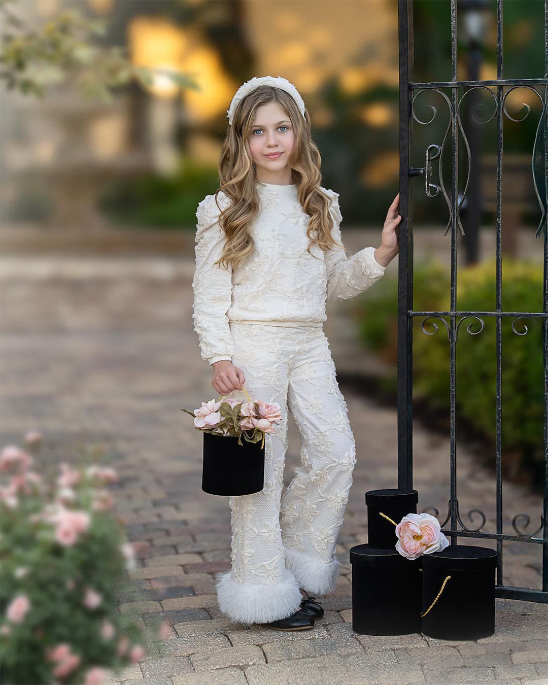 Ava Ivory Flower Wide Leg Pants - Image 7