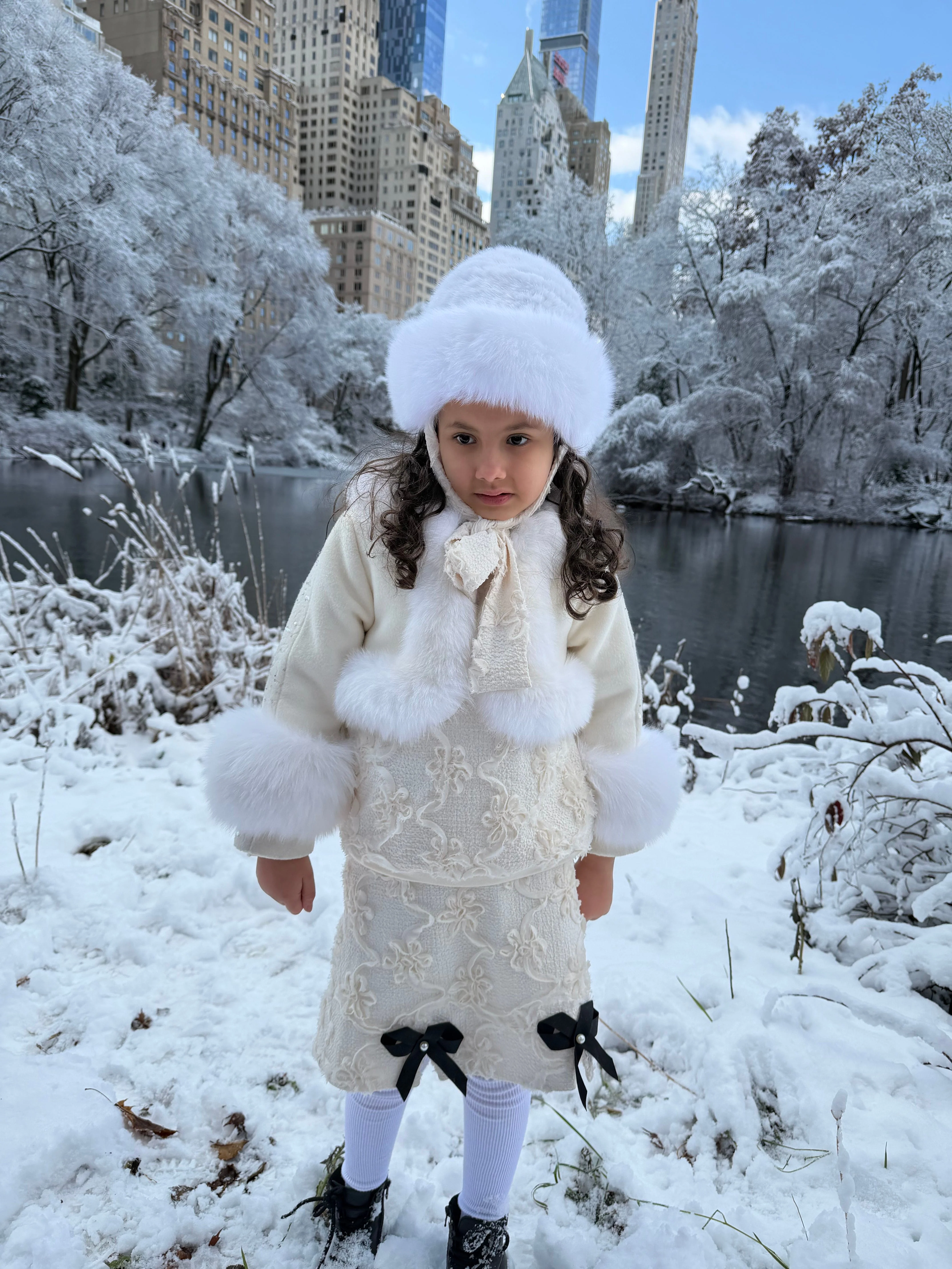 Ava Kids Fox Fur Hat - Image 5
