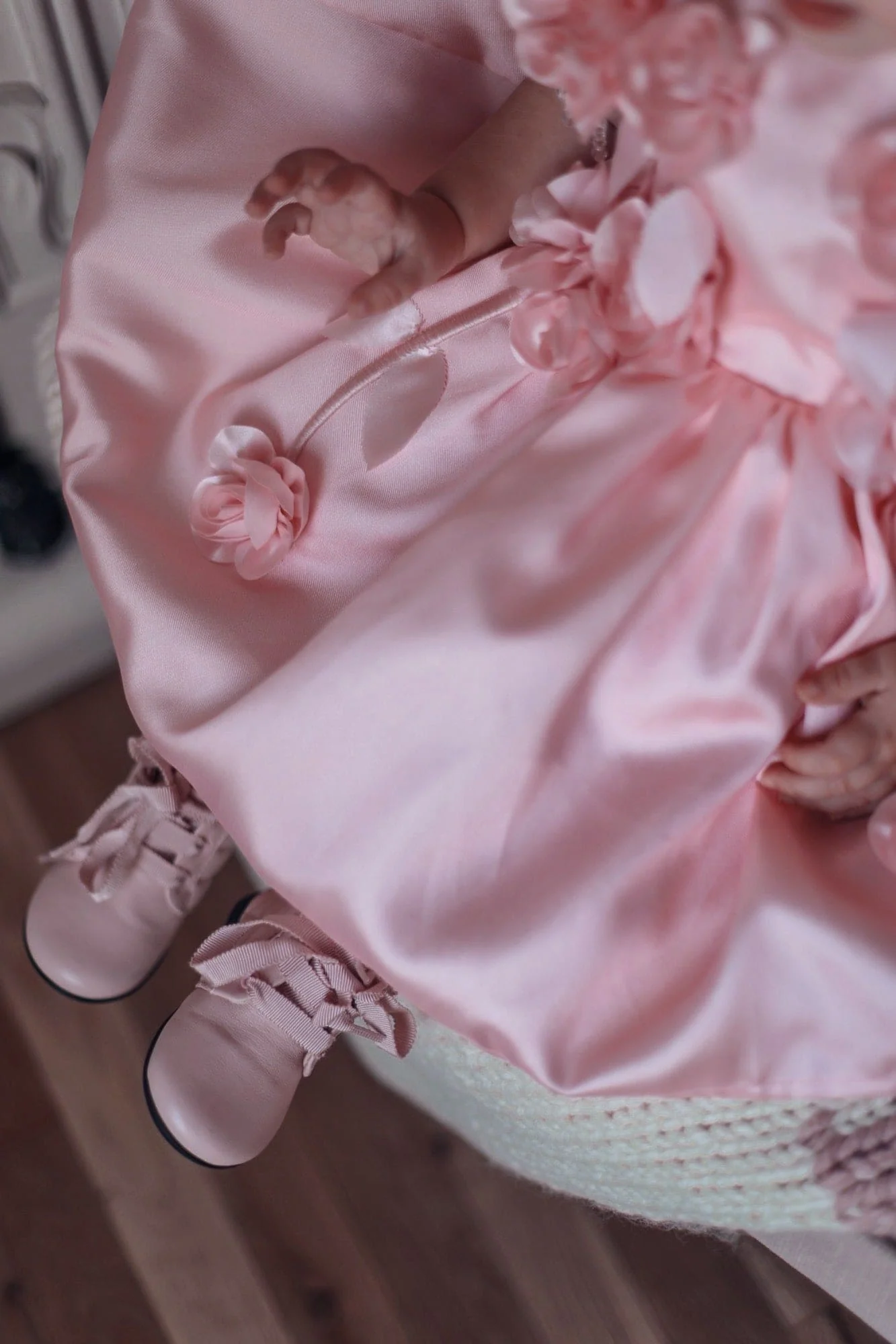 Azalea Pink Dress With Shoulder Flowers - Image 15