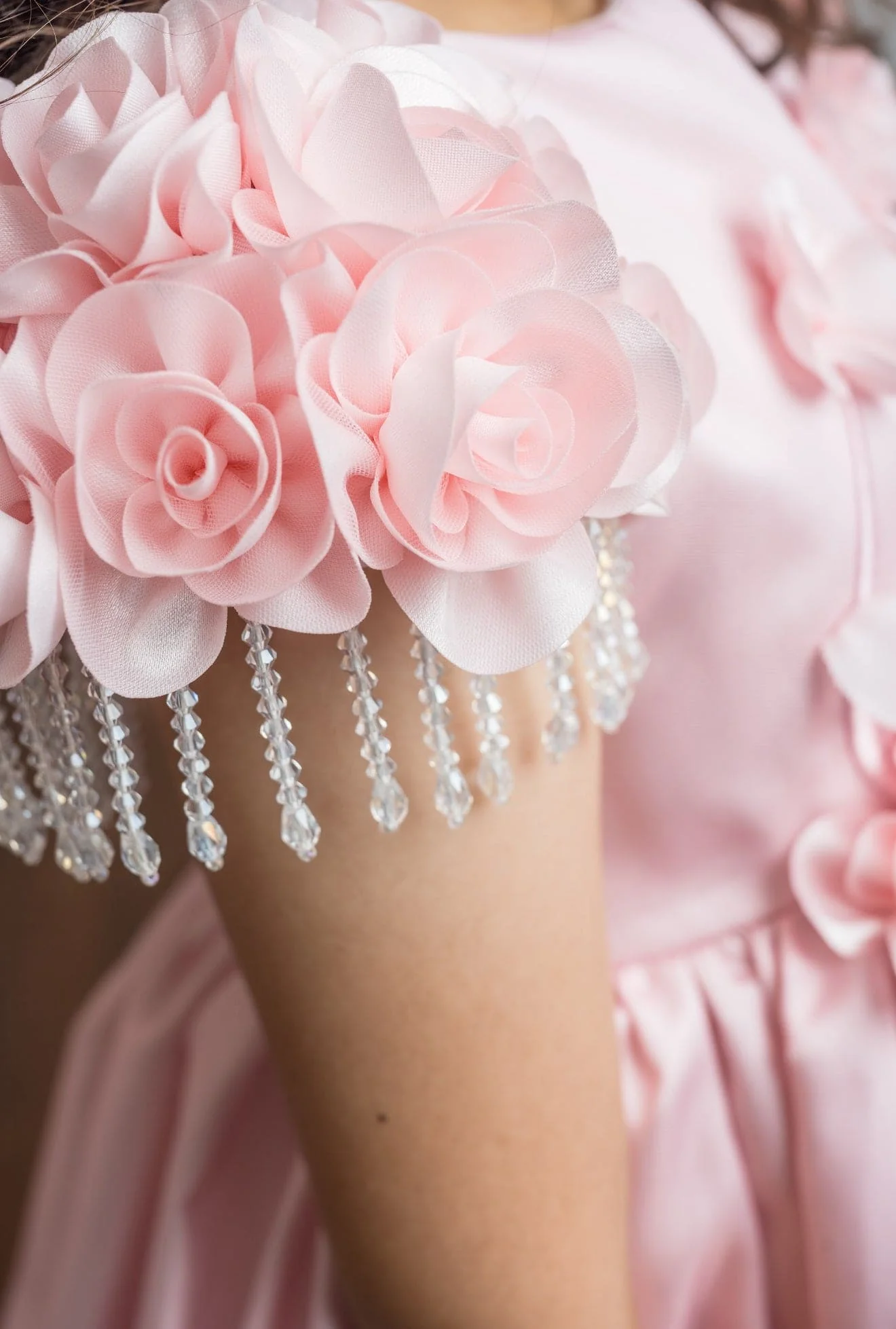 Azalea Pink Dress With Shoulder Flowers - Image 2