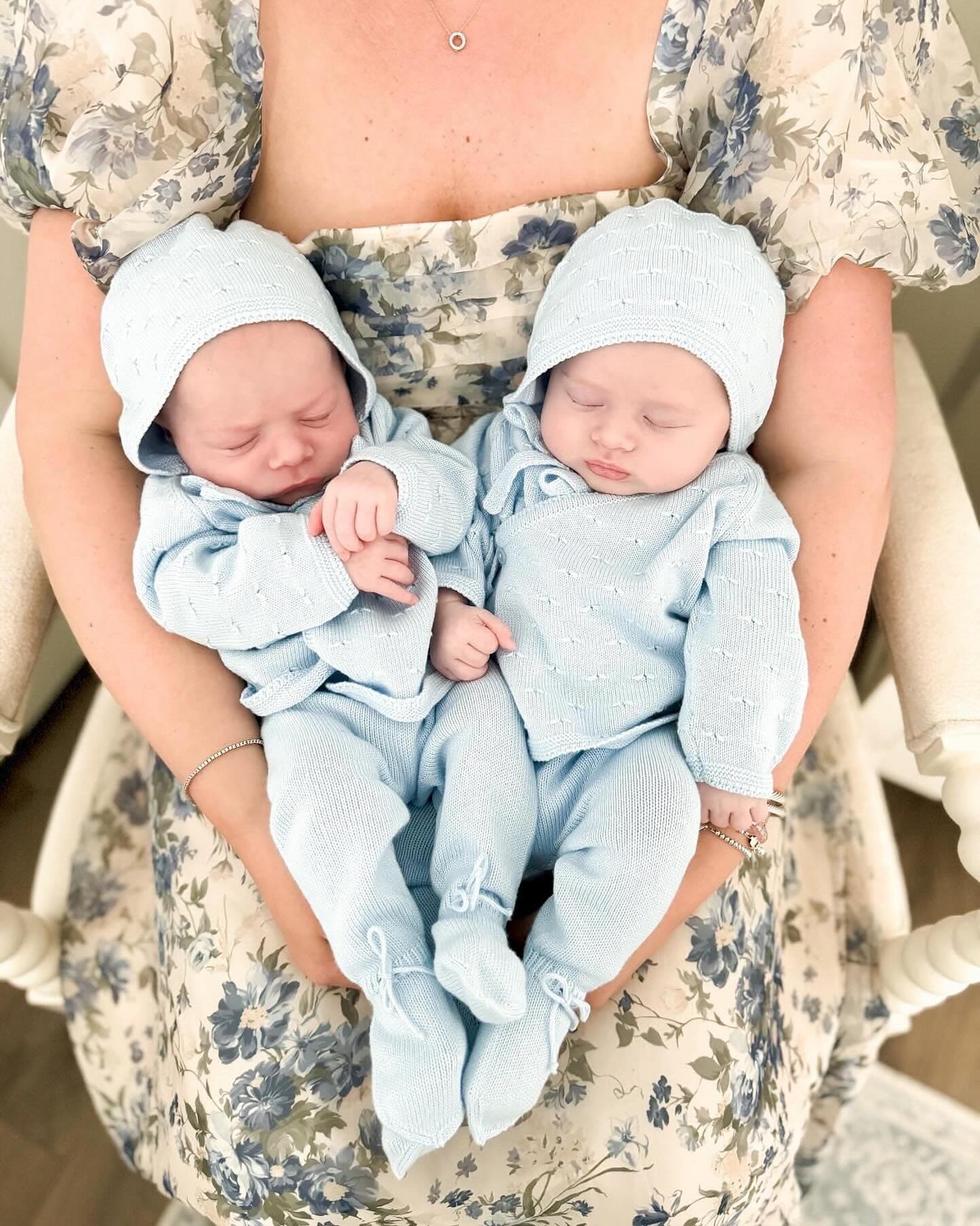 Baby Blue Three Piece Spanish Knit Baby Set - Image 5