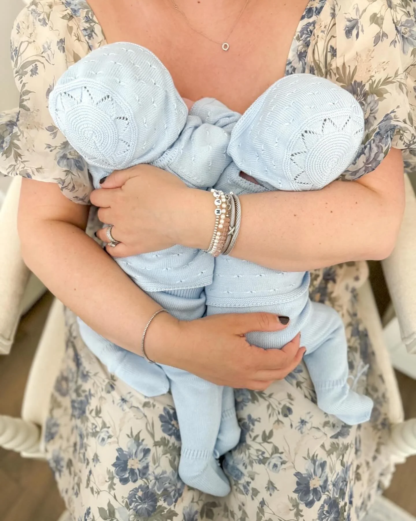 Baby Blue Three Piece Spanish Knit Baby Set - Image 6