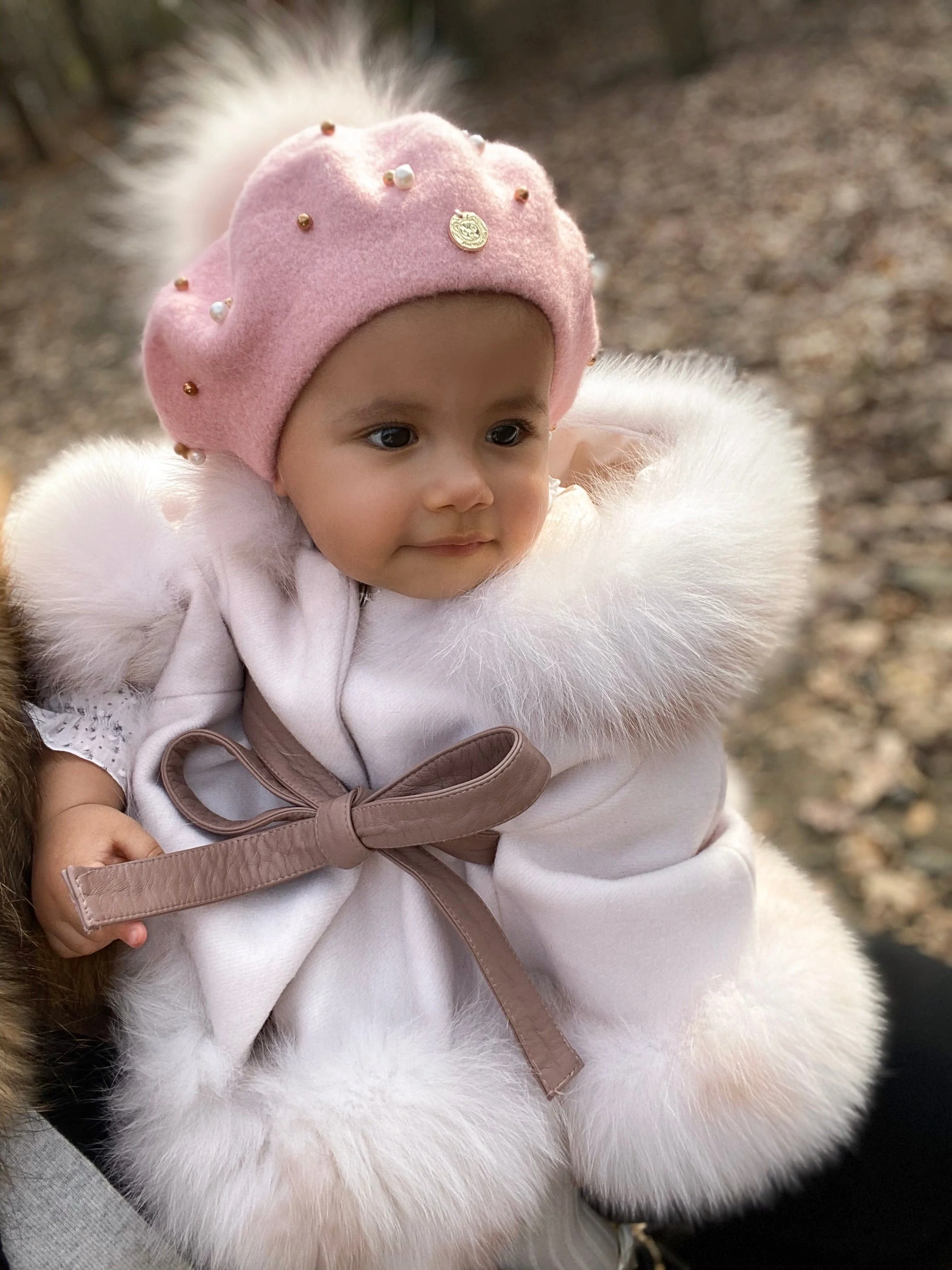 Baby Wool Beret with Pearls - Image 10