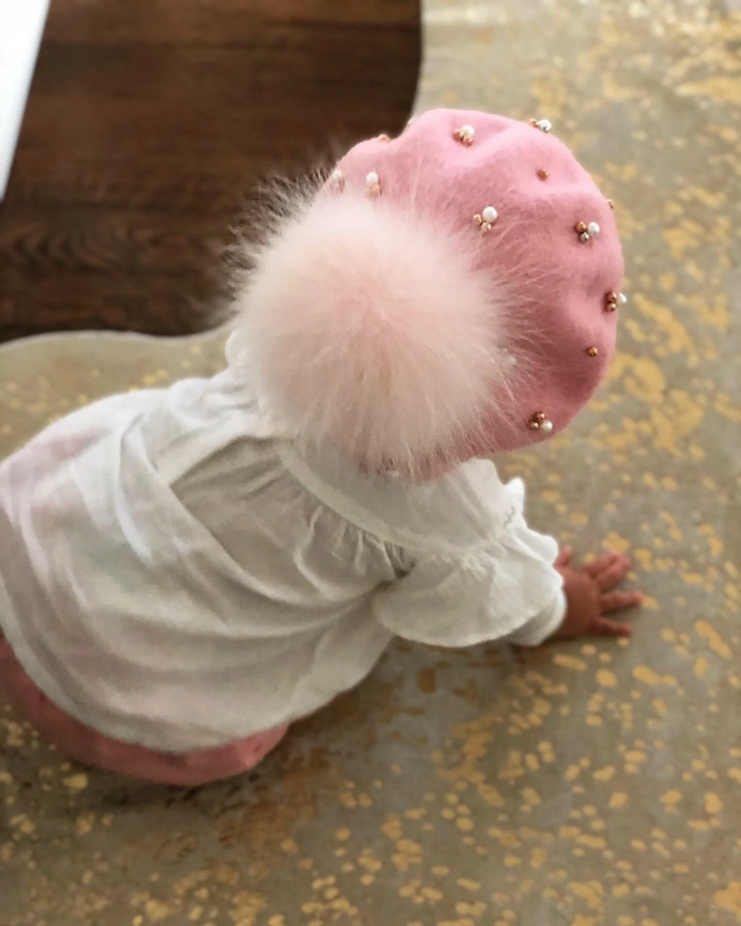 Baby Wool Beret with Pearls - Image 12