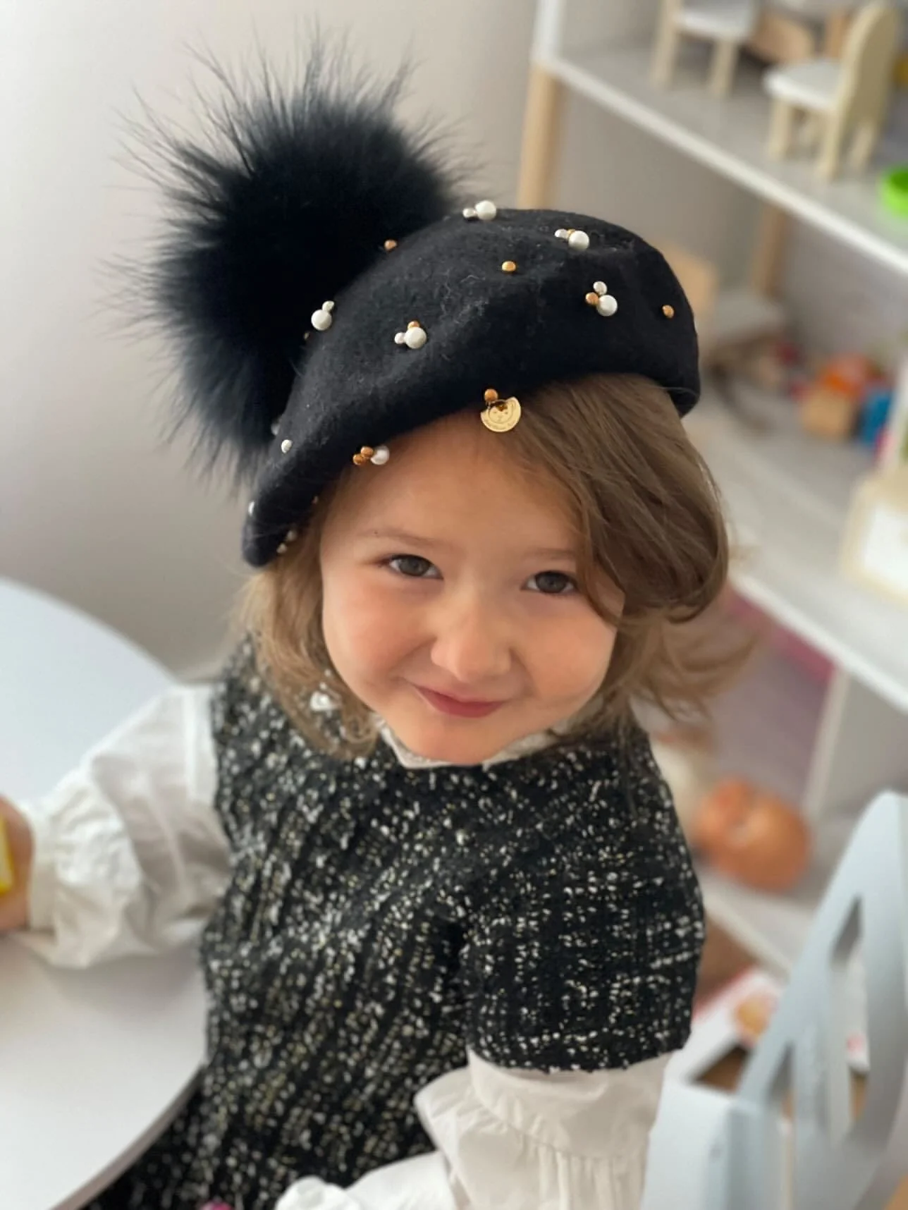 Baby Wool Beret with Pearls - Image 17