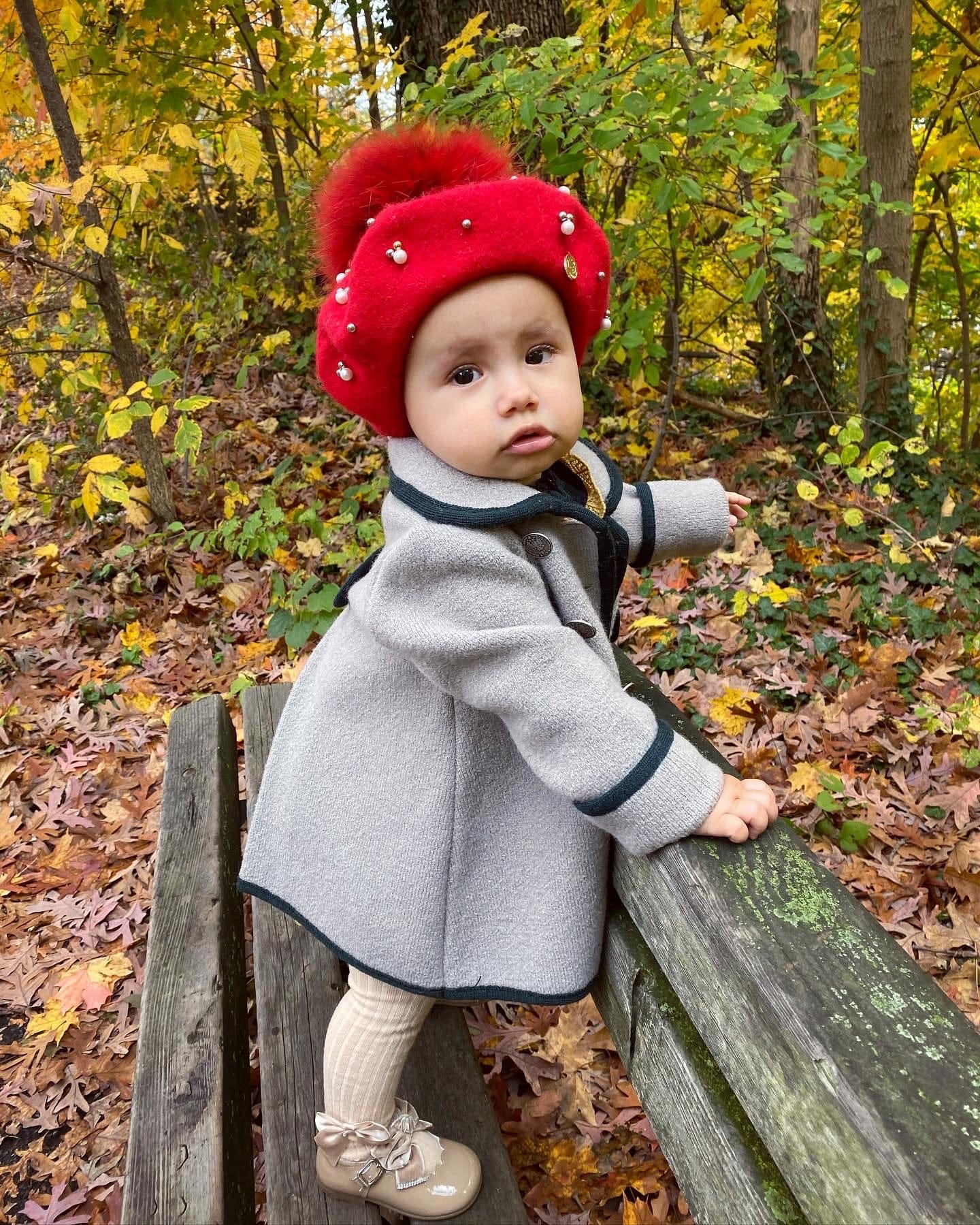 Baby Wool Beret with Pearls - Image 6
