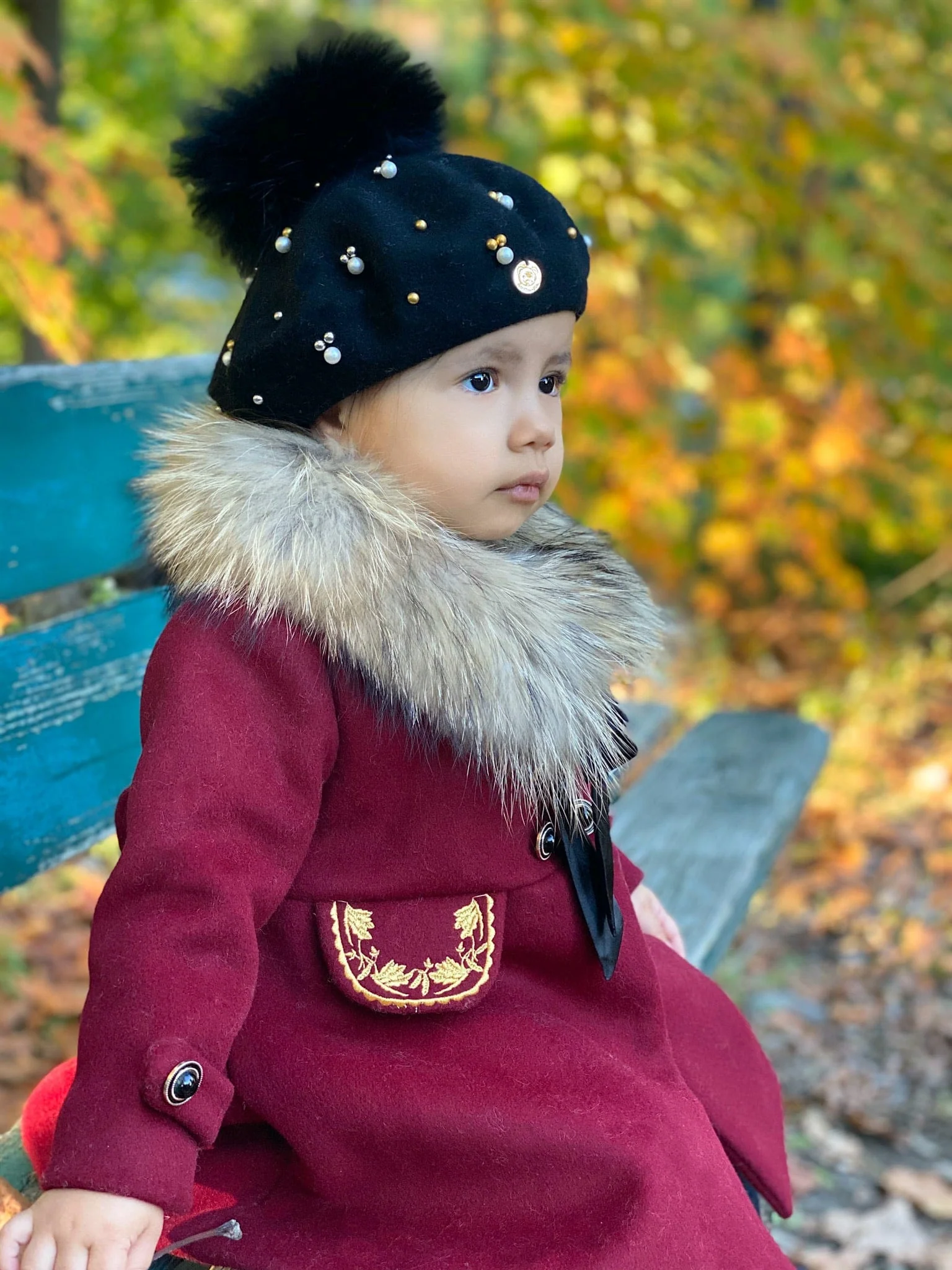 Baby Wool Beret with Pearls - Image 7