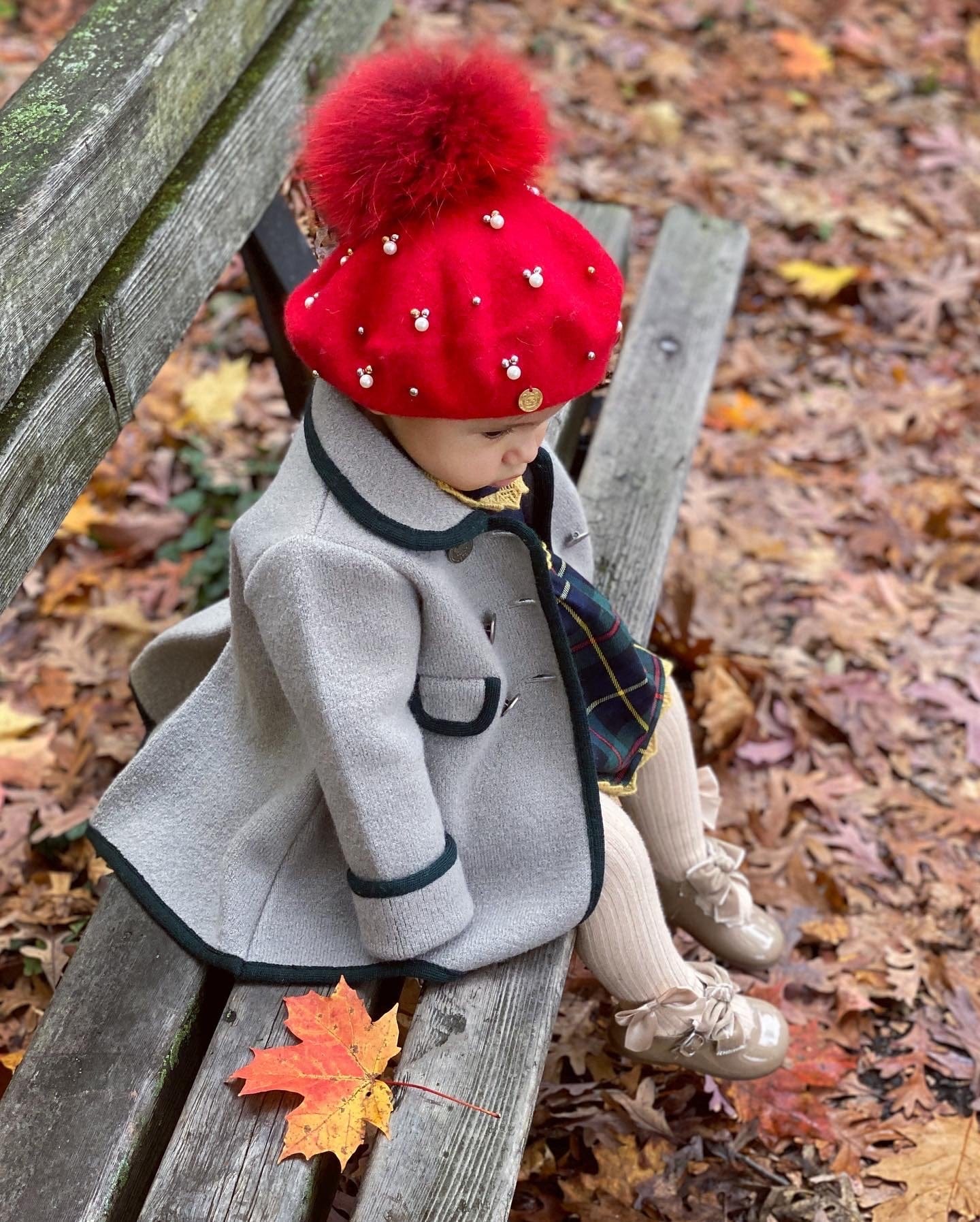 Baby Wool Beret with Pearls - Image 8