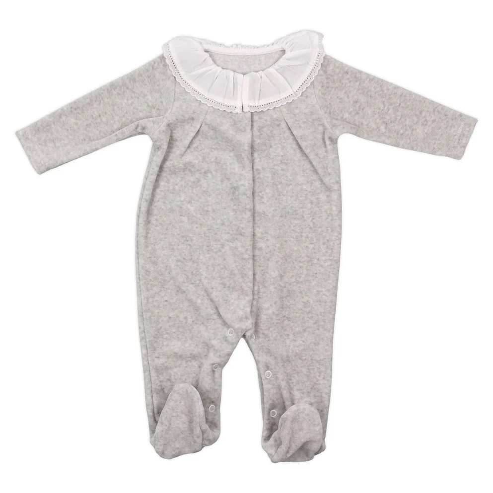 Velour Grey Babygrow