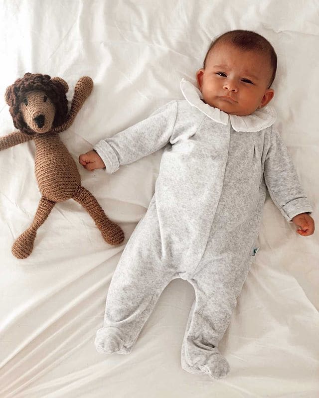 Velour Grey Babygrow - Image 2