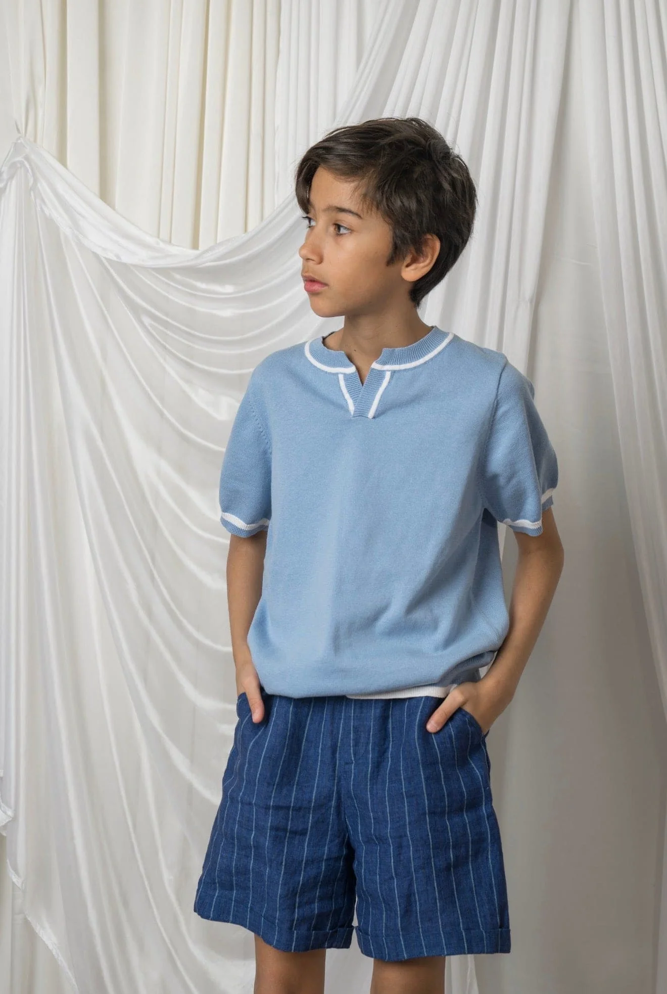 Baxter Blue Cotton Knit Shirt - Image 3