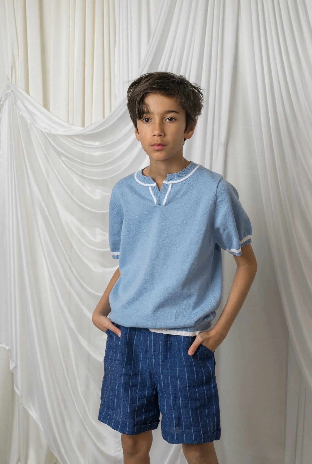 Baxter Blue Cotton Knit Shirt - Image 4