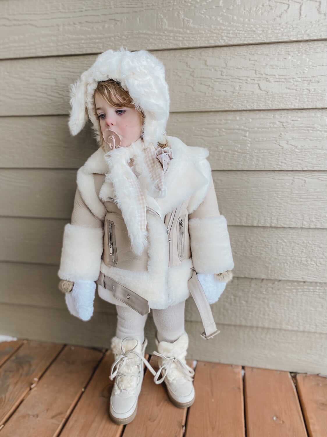 Beige Sheepskin Leather Jacket - Image 6