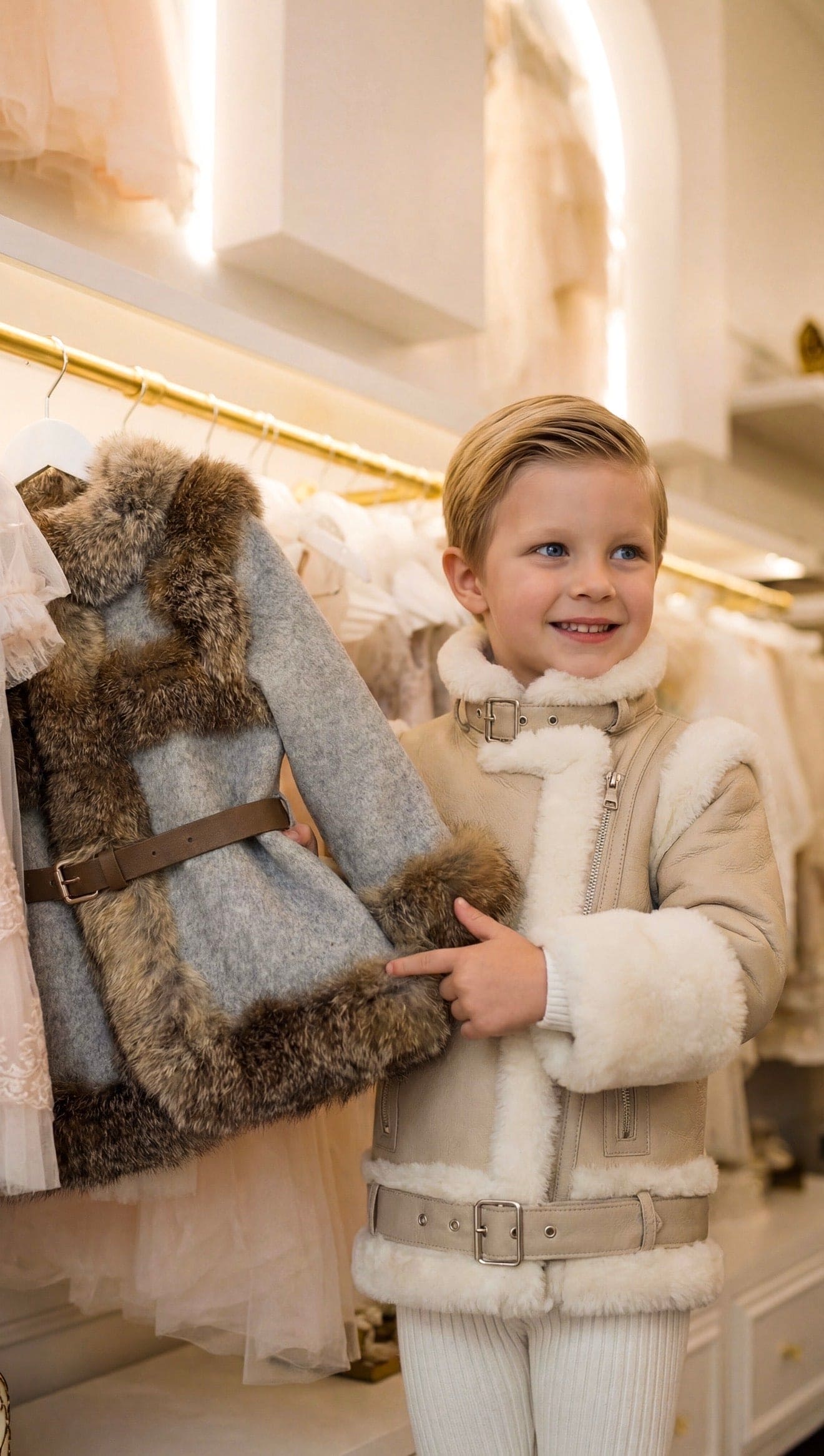 Beige Sheepskin Leather Jacket - Image 9
